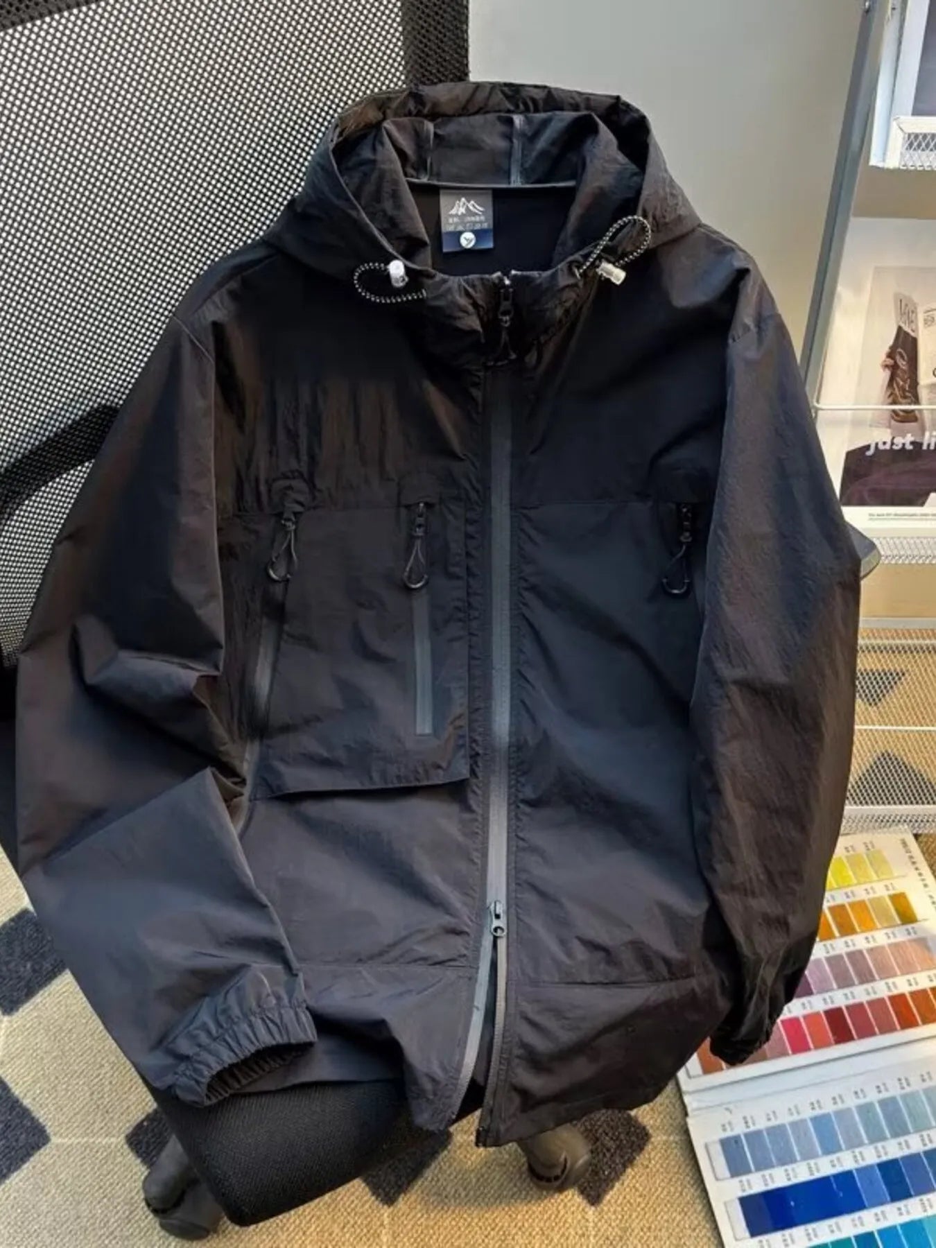 Men's Plus Size Lightweight Hooded Windbreaker Jacket from Armoire Gemzis