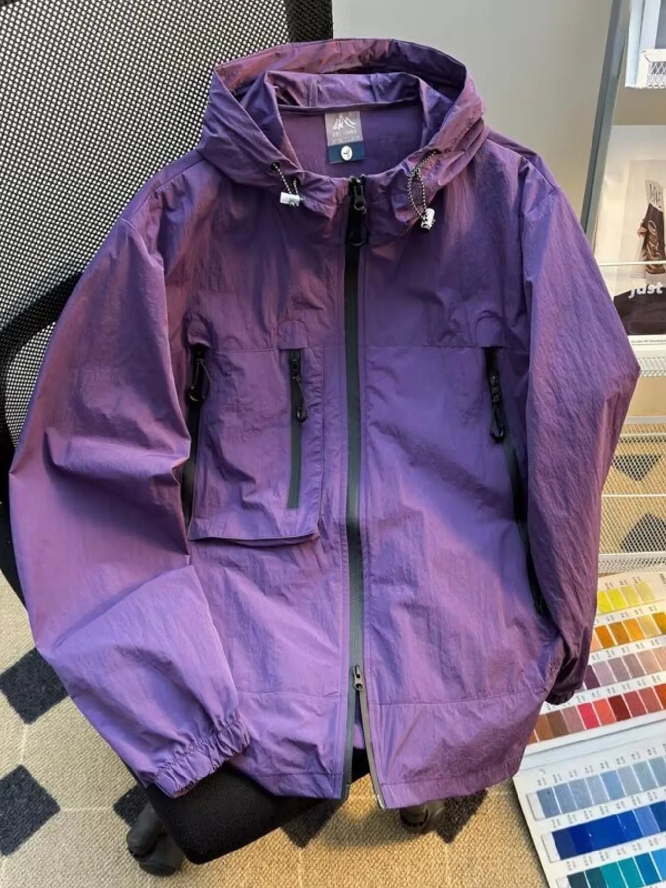 Men's Plus Size Lightweight Hooded Windbreaker Jacket from Armoire Gemzis