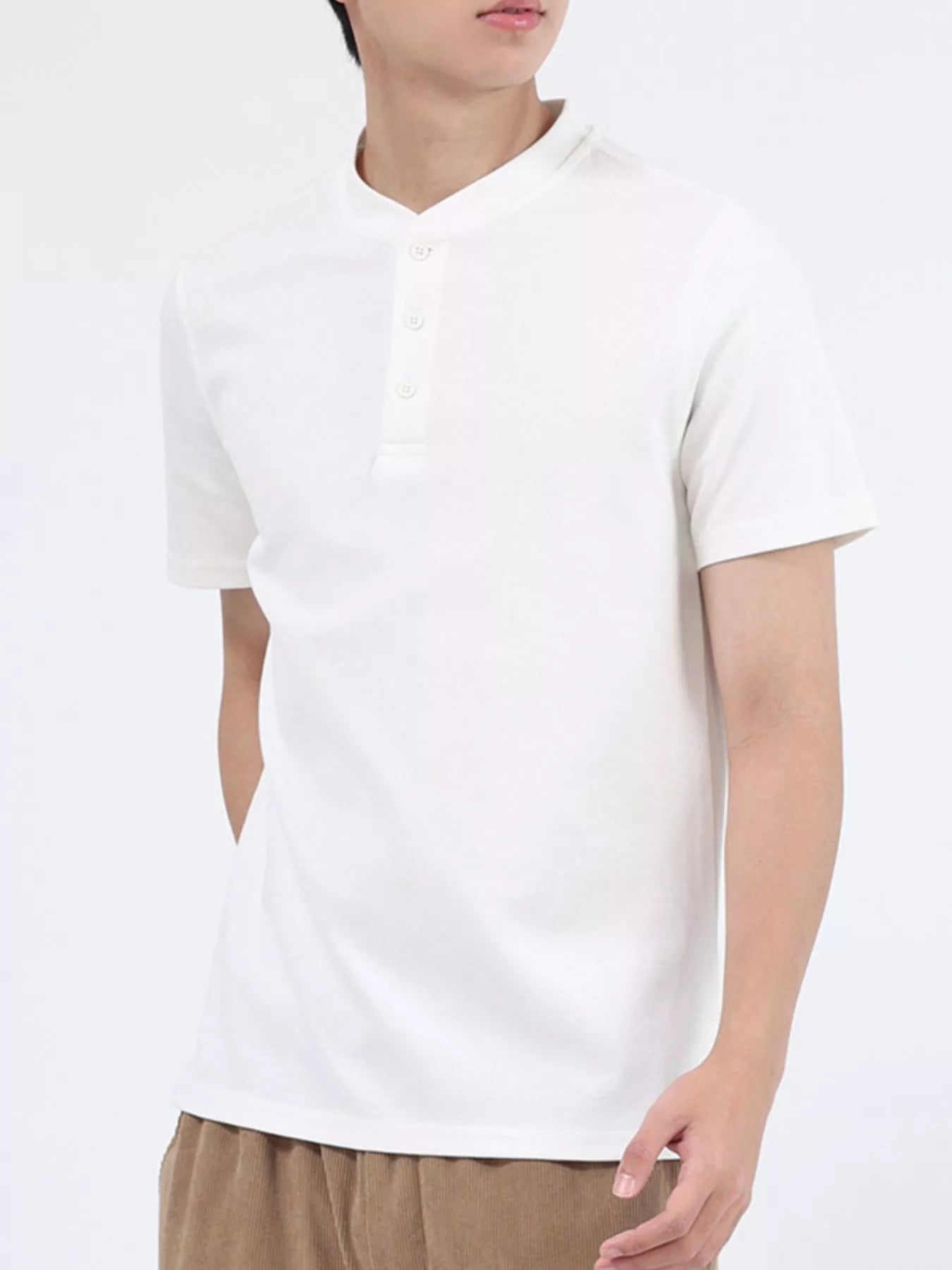 Men's Plus Size Casual Button Detail Short Sleeve T-Shirt from Armoire Gemzis