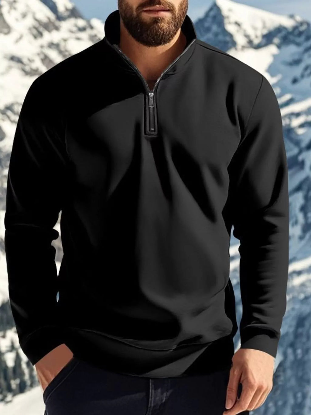 Men's Full Size Solid Color Quarter Zip Sweatshirt Plus Size from Armoire Gemzis