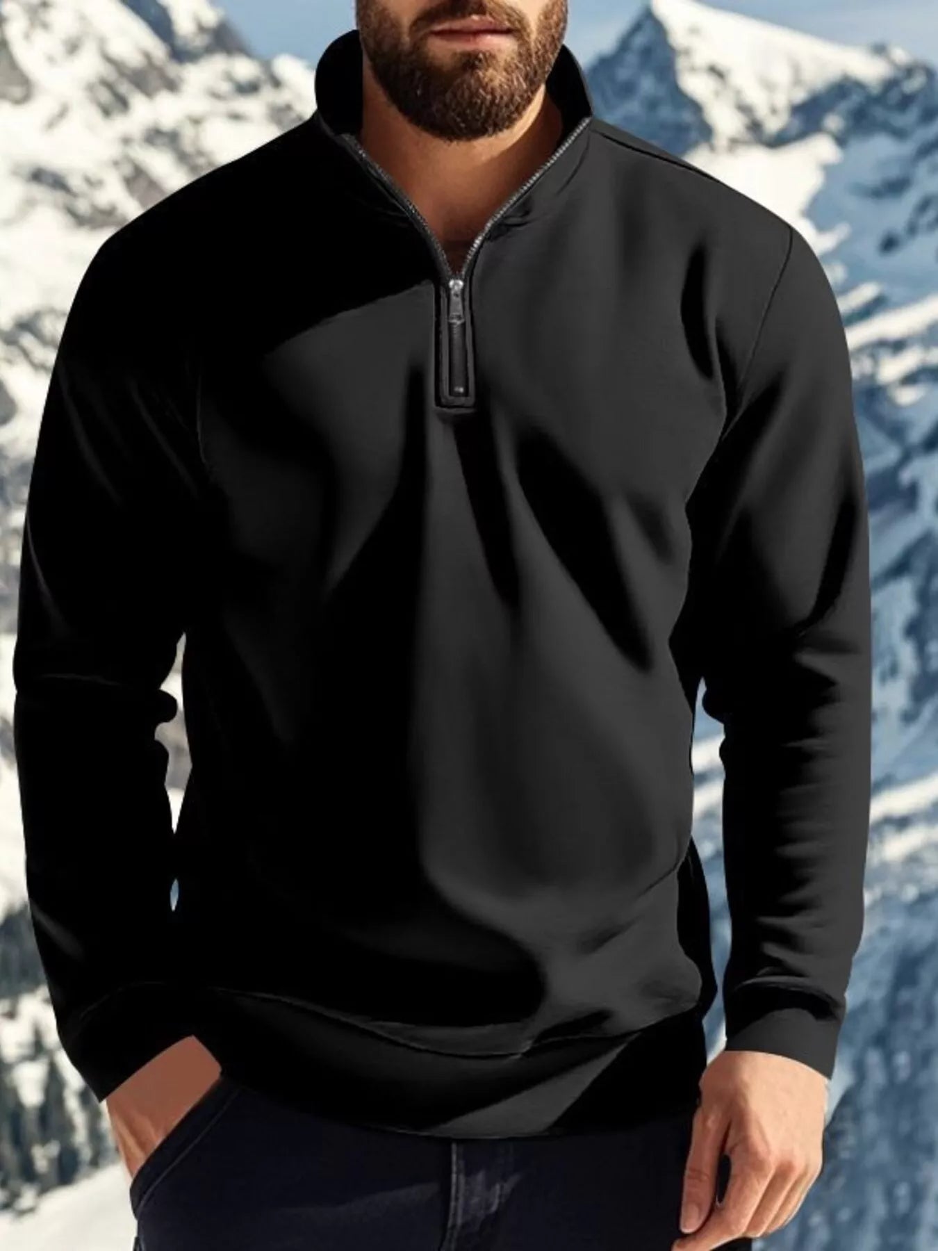 Men's Full Size Solid Color Quarter Zip Sweatshirt Plus Size from Armoire Gemzis