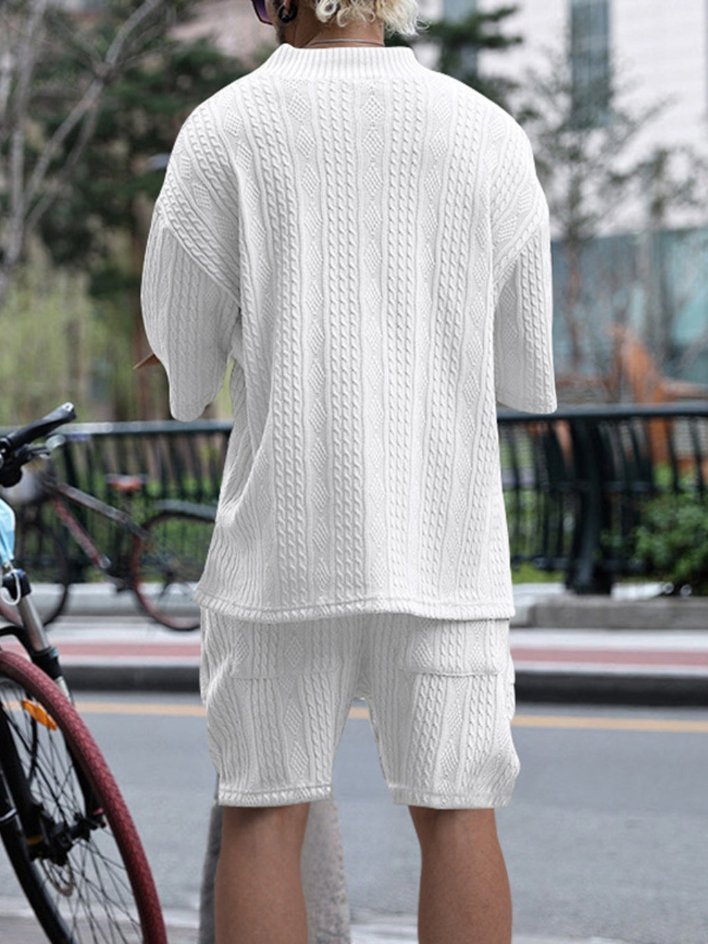 Men's Full Size Casual Knit V-Neck Short Sleeve Top and Shorts Set Plus Size from Armoire Gemzis
