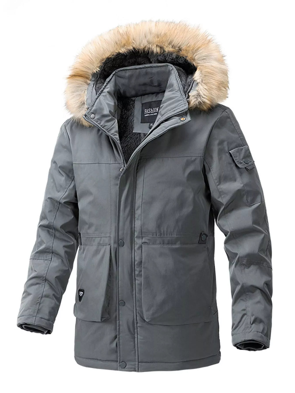 Men's Plus Size Fur Hooded Winter Parka Coat from Armoire Gemzis