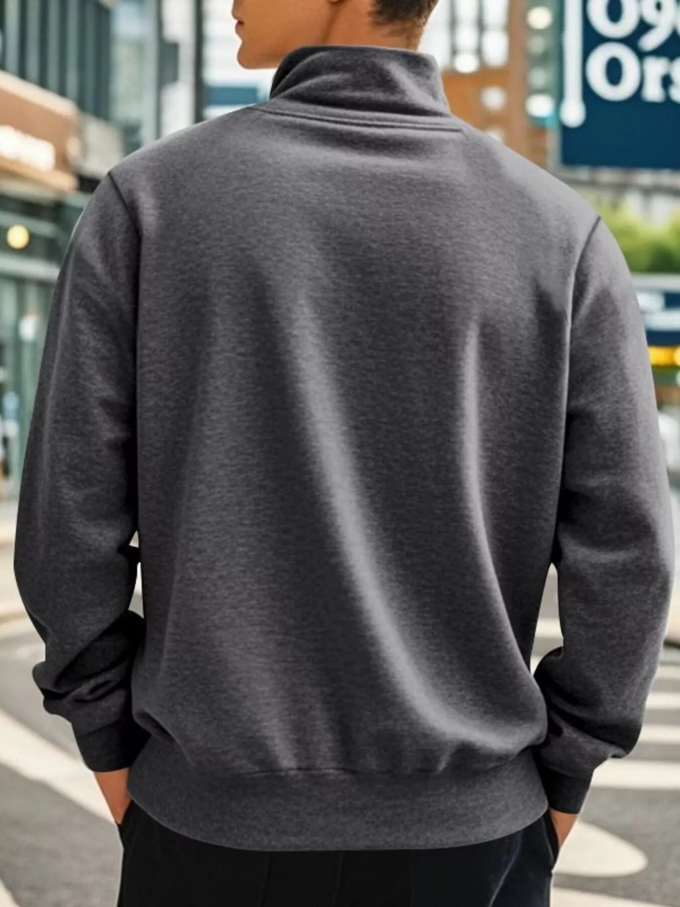 Men's Full Size Solid Color Quarter Zip Sweatshirt Plus Size from Armoire Gemzis