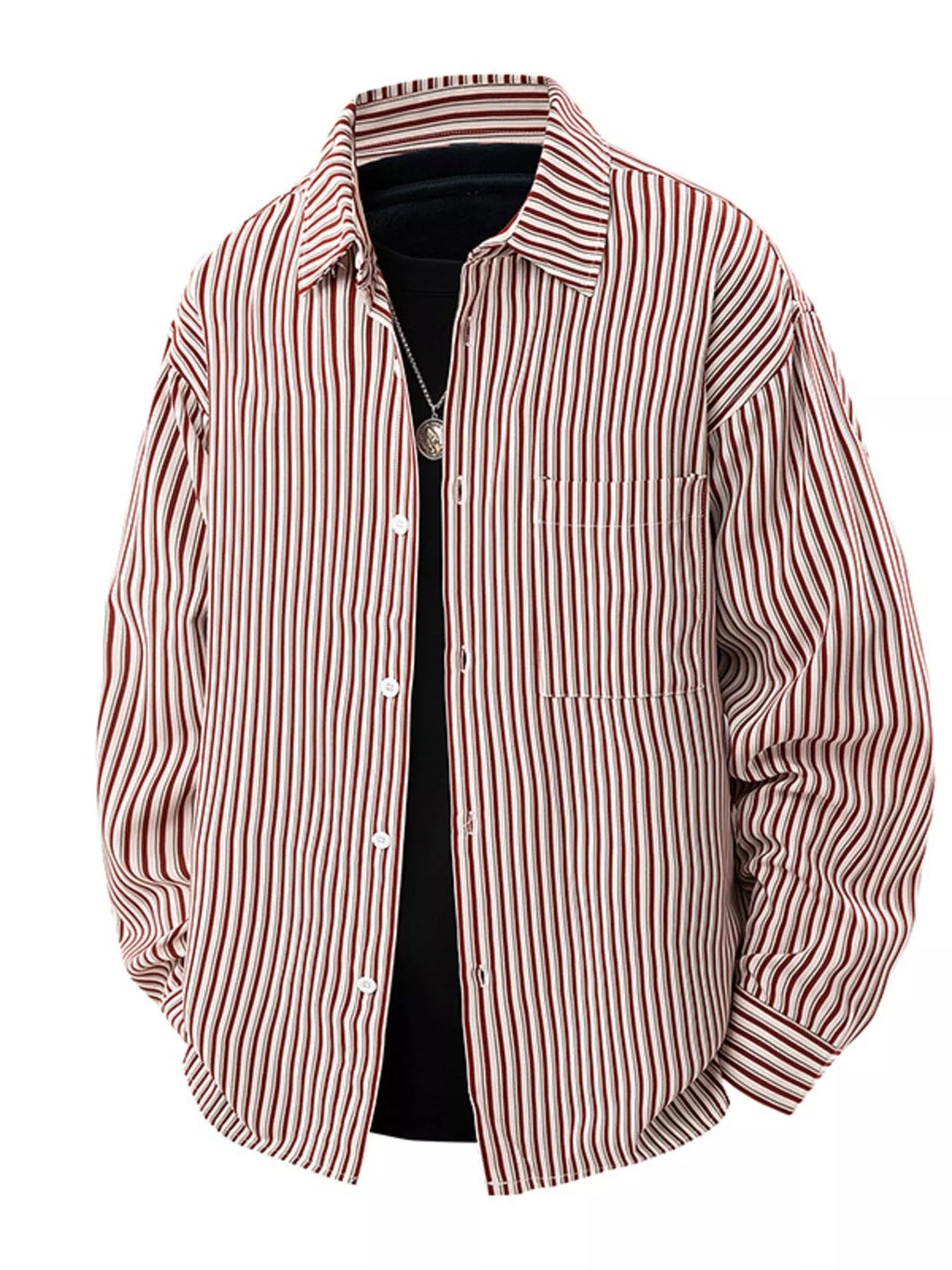 Men's Plus Size Striped Casual Long Sleeve Shirt from Armoire Gemzis