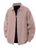Men's Plus Size Striped Casual Long Sleeve Shirt from Armoire Gemzis