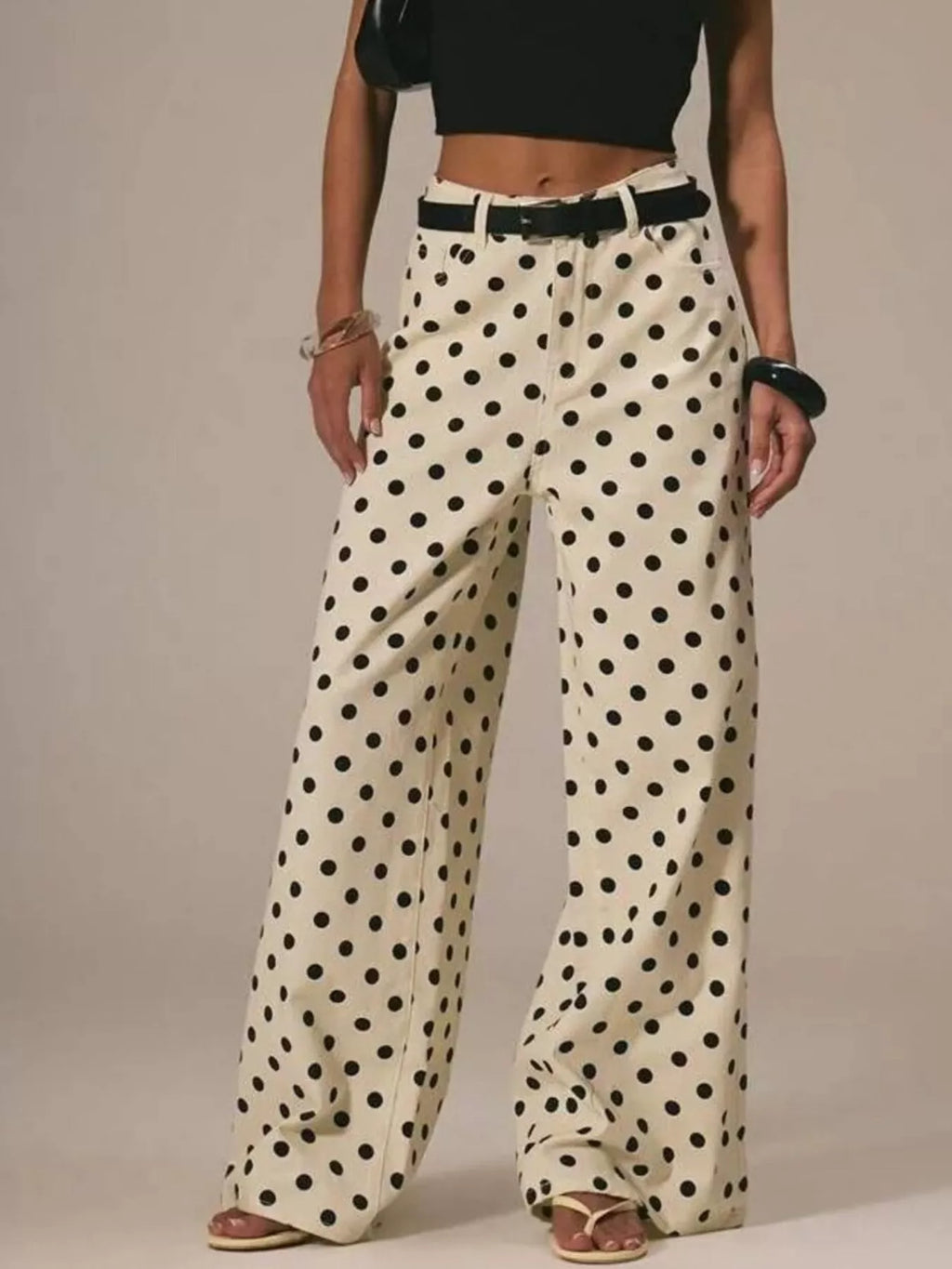 Polka Dot Wide Leg Jeans from Armoire Gemzis