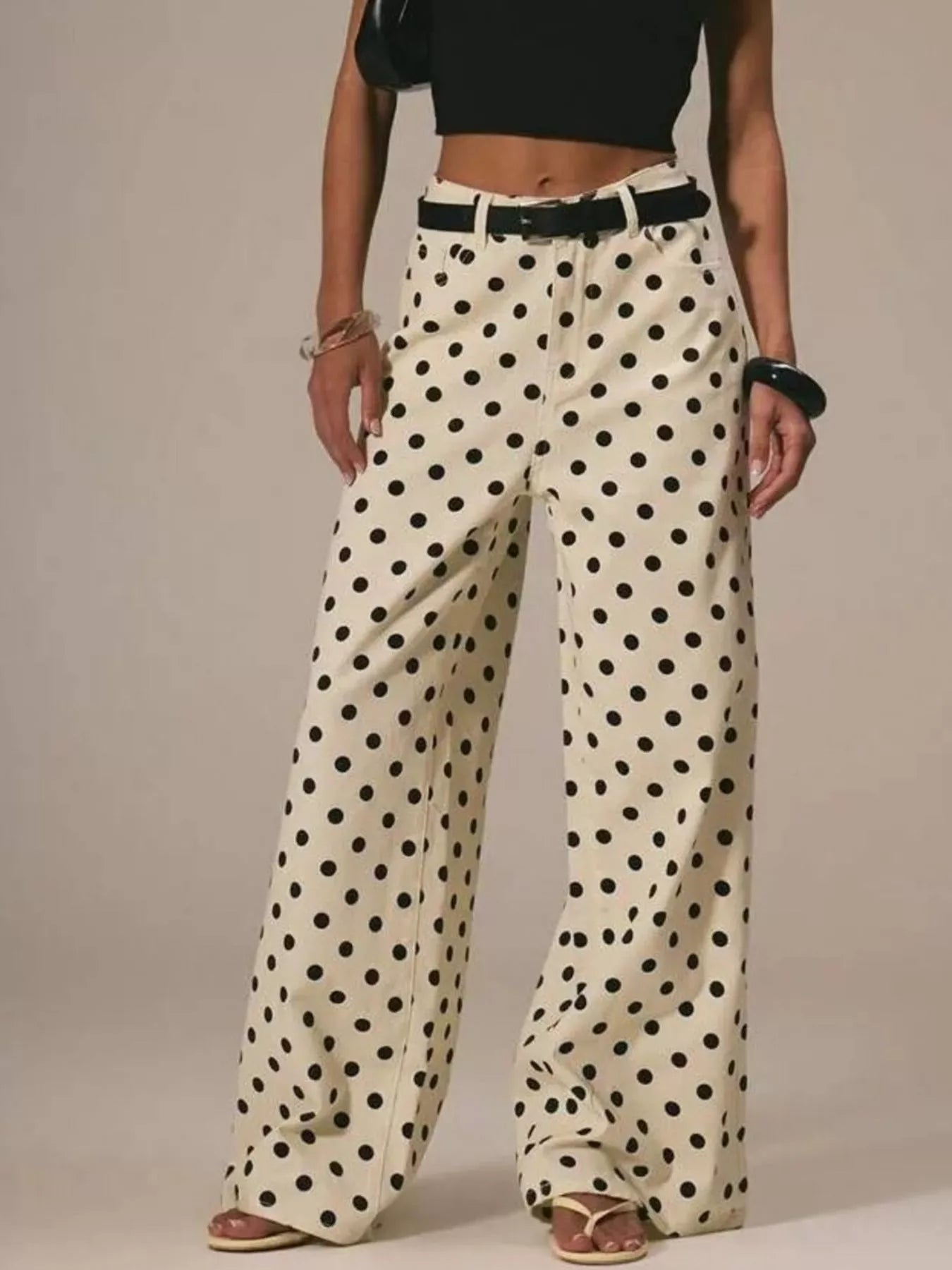 Polka Dot Wide Leg Jeans from Armoire Gemzis