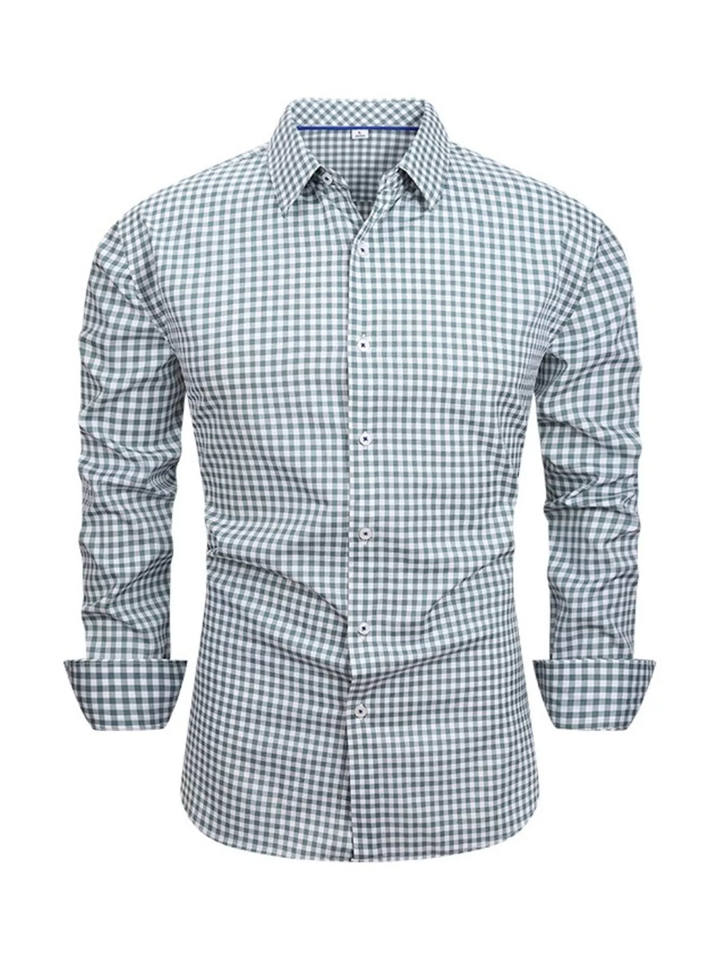 Men's Full Size Classic Fit Long Sleeve Gingham Shirt Plus Size from Armoire Gemzis