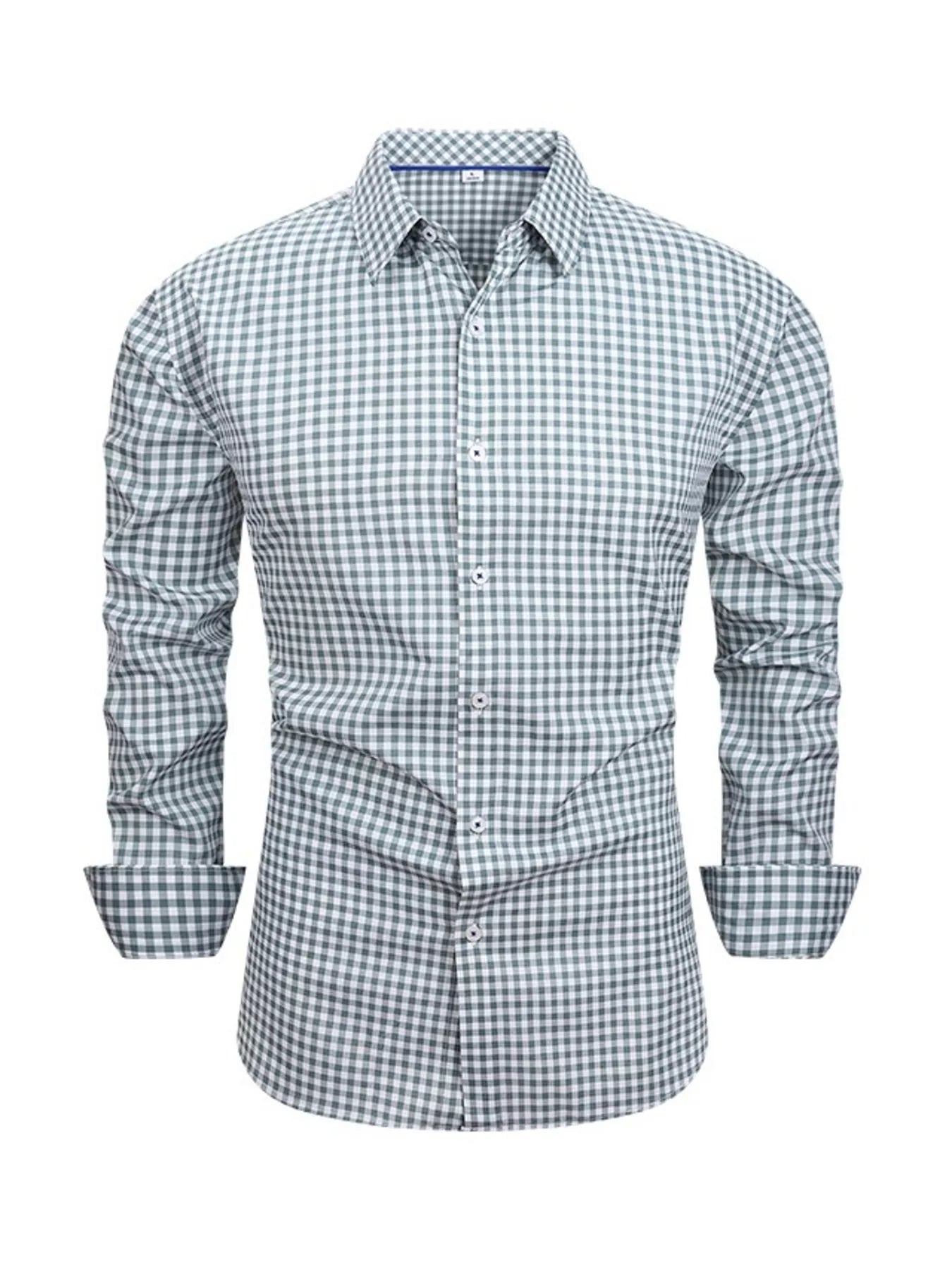 Men's Full Size Classic Fit Long Sleeve Gingham Shirt Plus Size from Armoire Gemzis