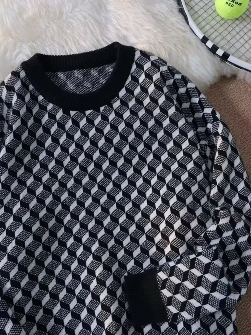 Men's Full Size Round Neck Long Sleeve Sweater Plus Size from Armoire Gemzis