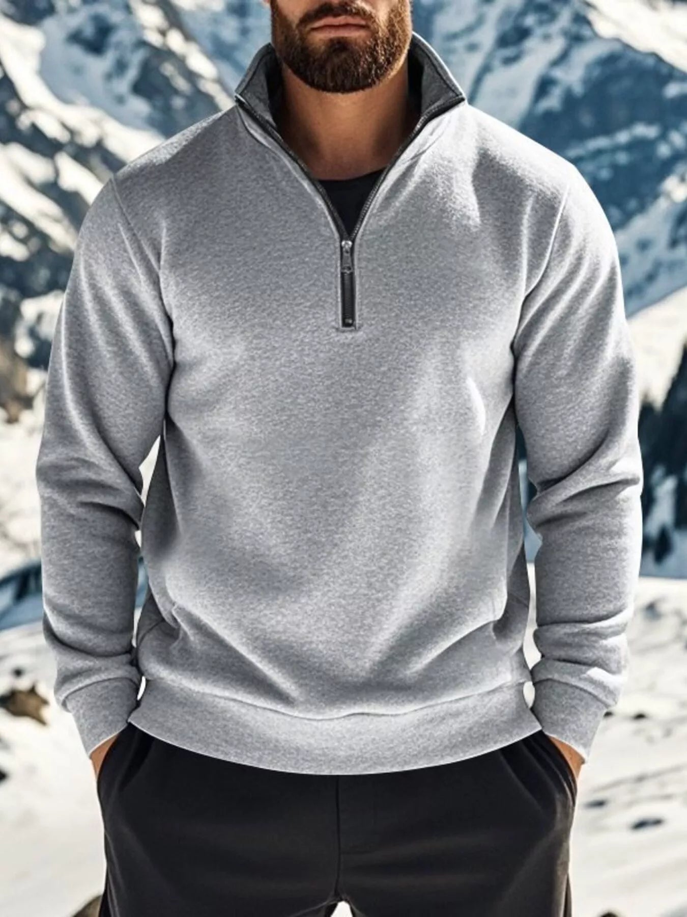 Men's Full Size Solid Color Quarter Zip Sweatshirt Plus Size from Armoire Gemzis