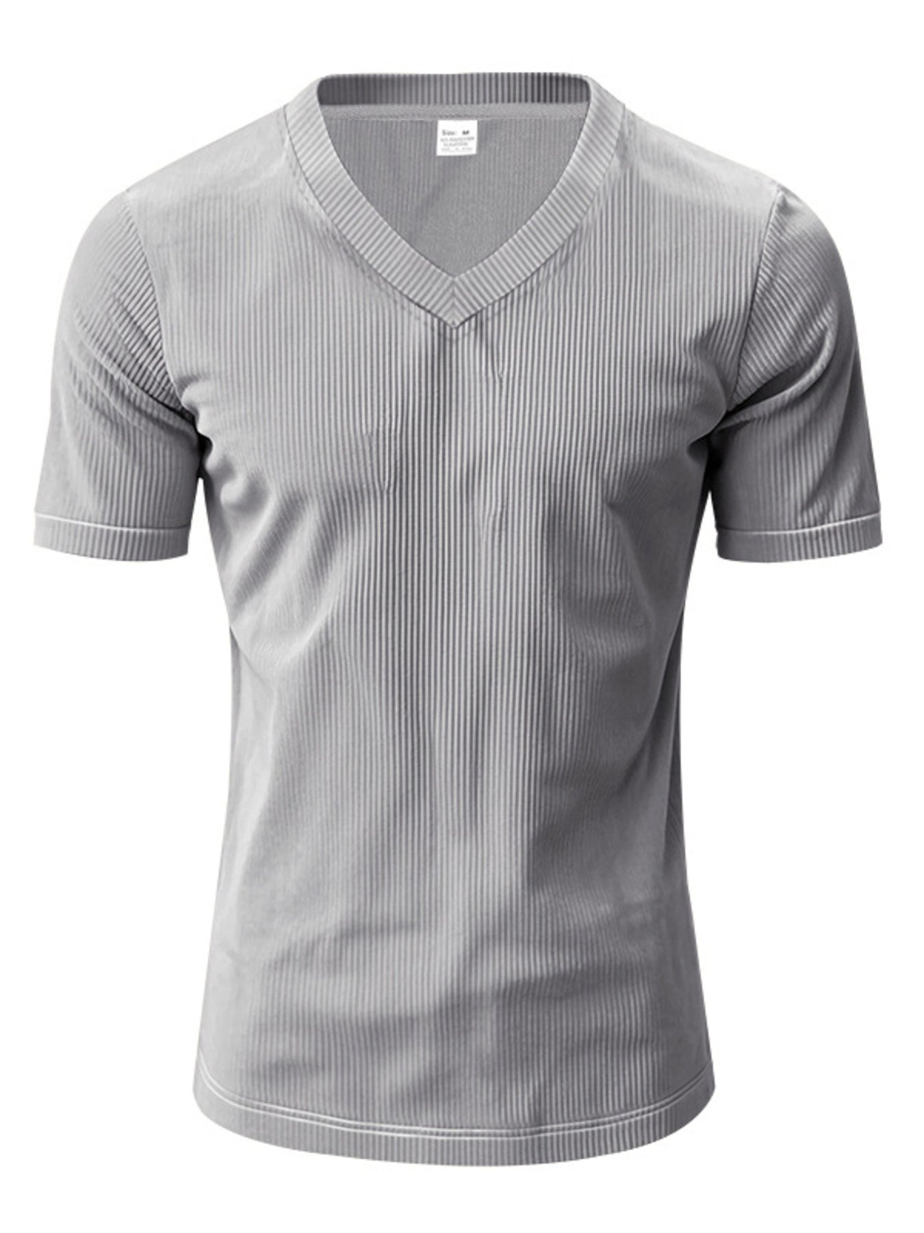 Men's Full Size Ribbed V-Neck T-Shirt Plus Size from Armoire Gemzis