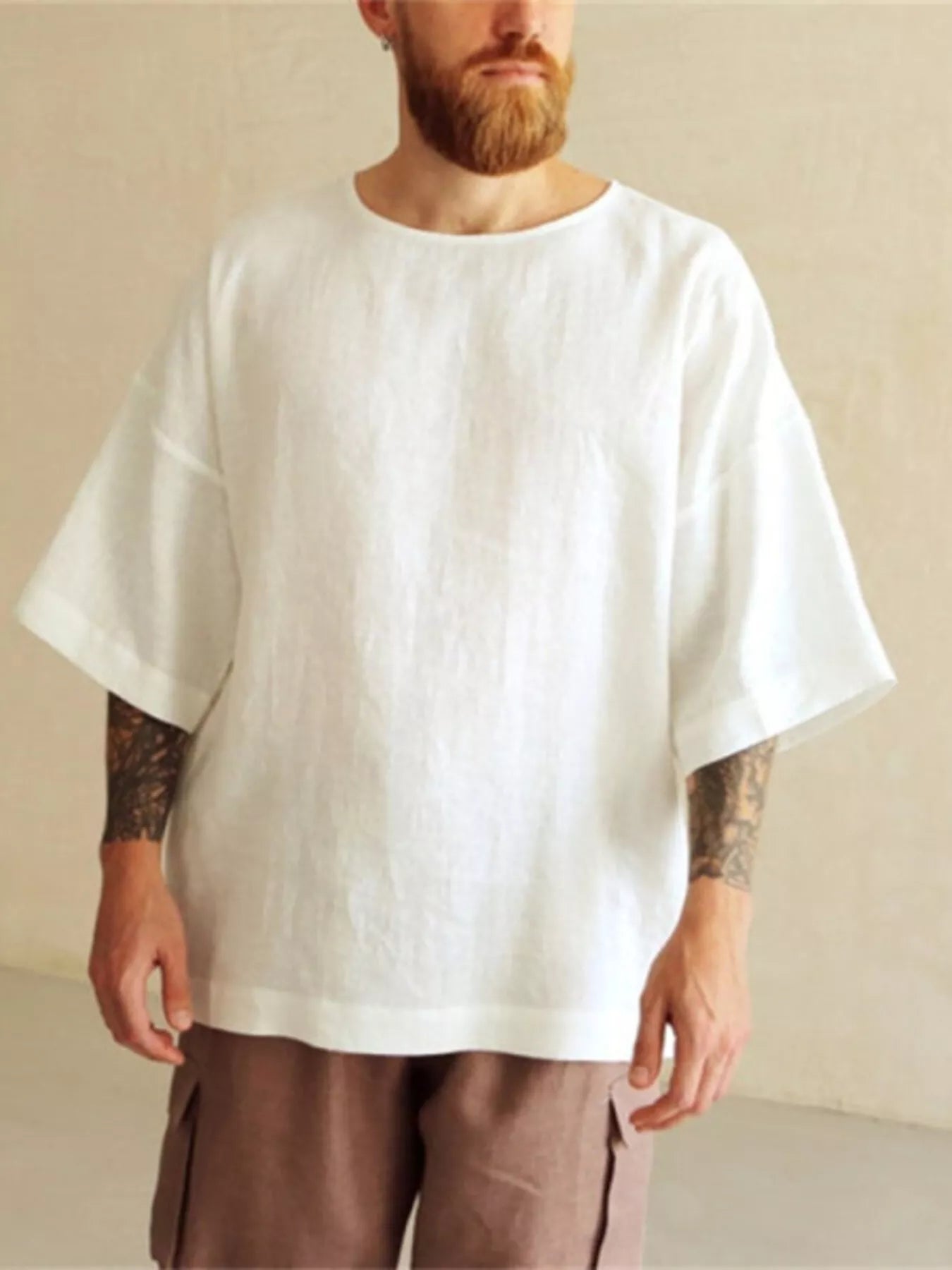 Men's Full Size Loose Fit Round Neck T-Shirt Plus Size from Armoire Gemzis