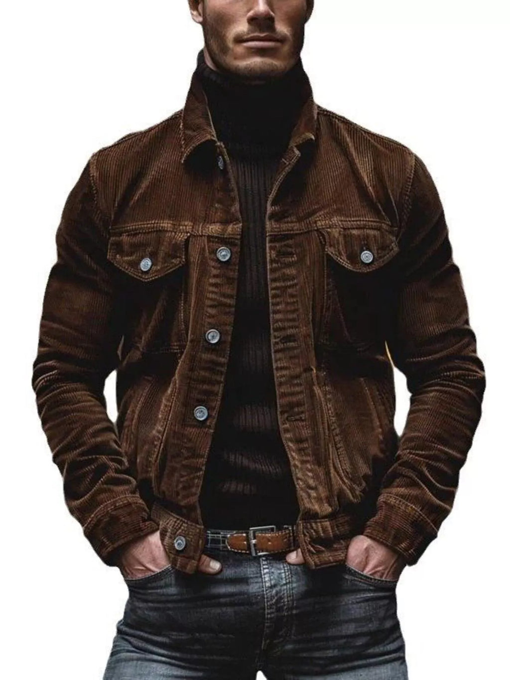 Men's Full Size Corduroy Button-Down Jacket Plus Size from Armoire Gemzis