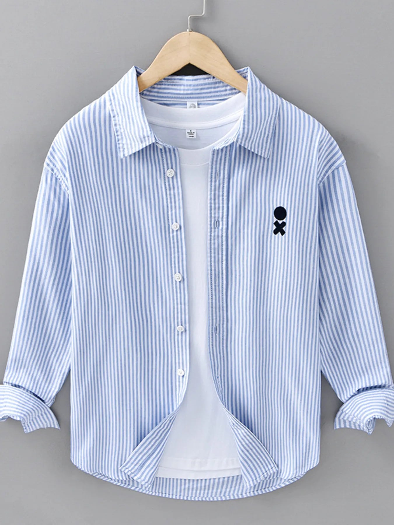 Men's Plus Size Striped Casual Long Sleeve Shirt from Armoire Gemzis