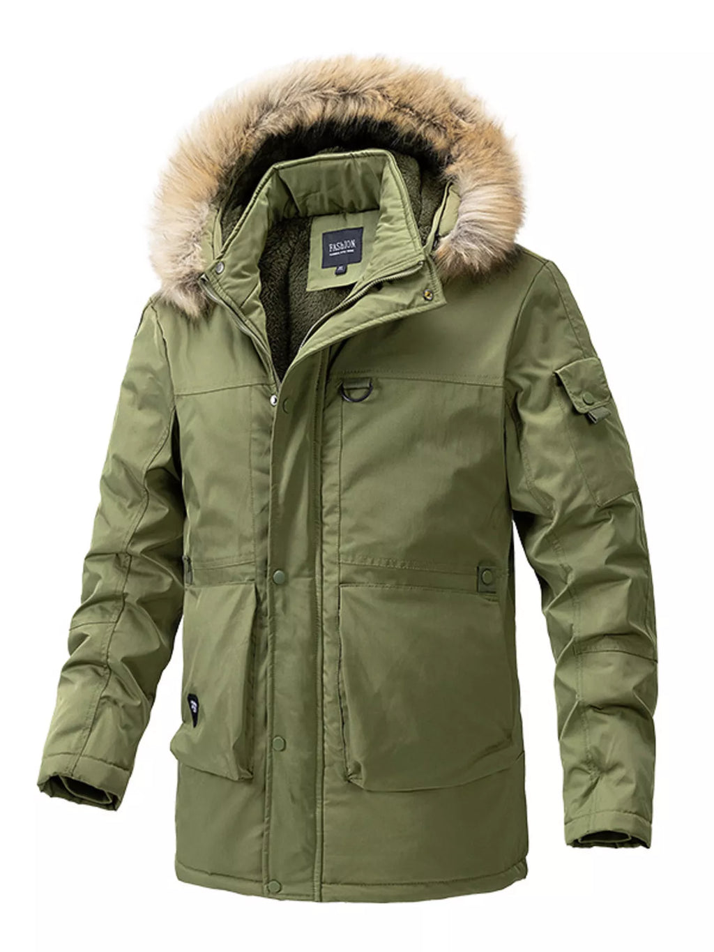 Men's Plus Size Fur Hooded Winter Parka Coat from Armoire Gemzis
