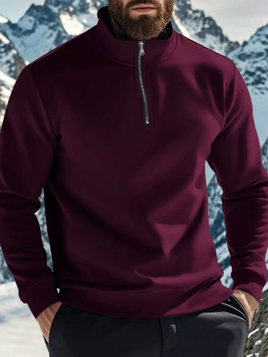 Men's Full Size Solid Color Quarter Zip Sweatshirt Plus Size from Armoire Gemzis