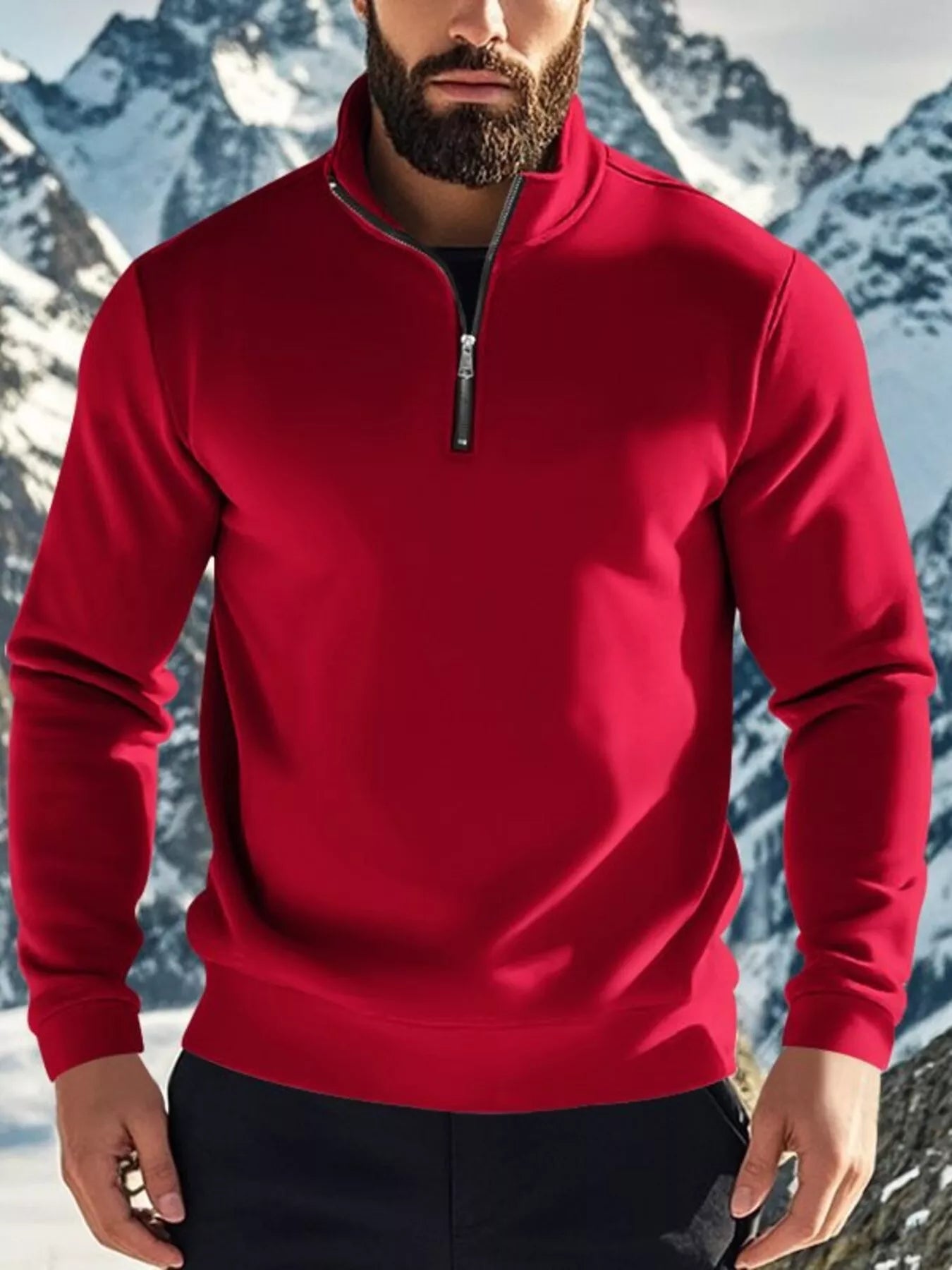 Men's Full Size Solid Color Quarter Zip Sweatshirt Plus Size from Armoire Gemzis