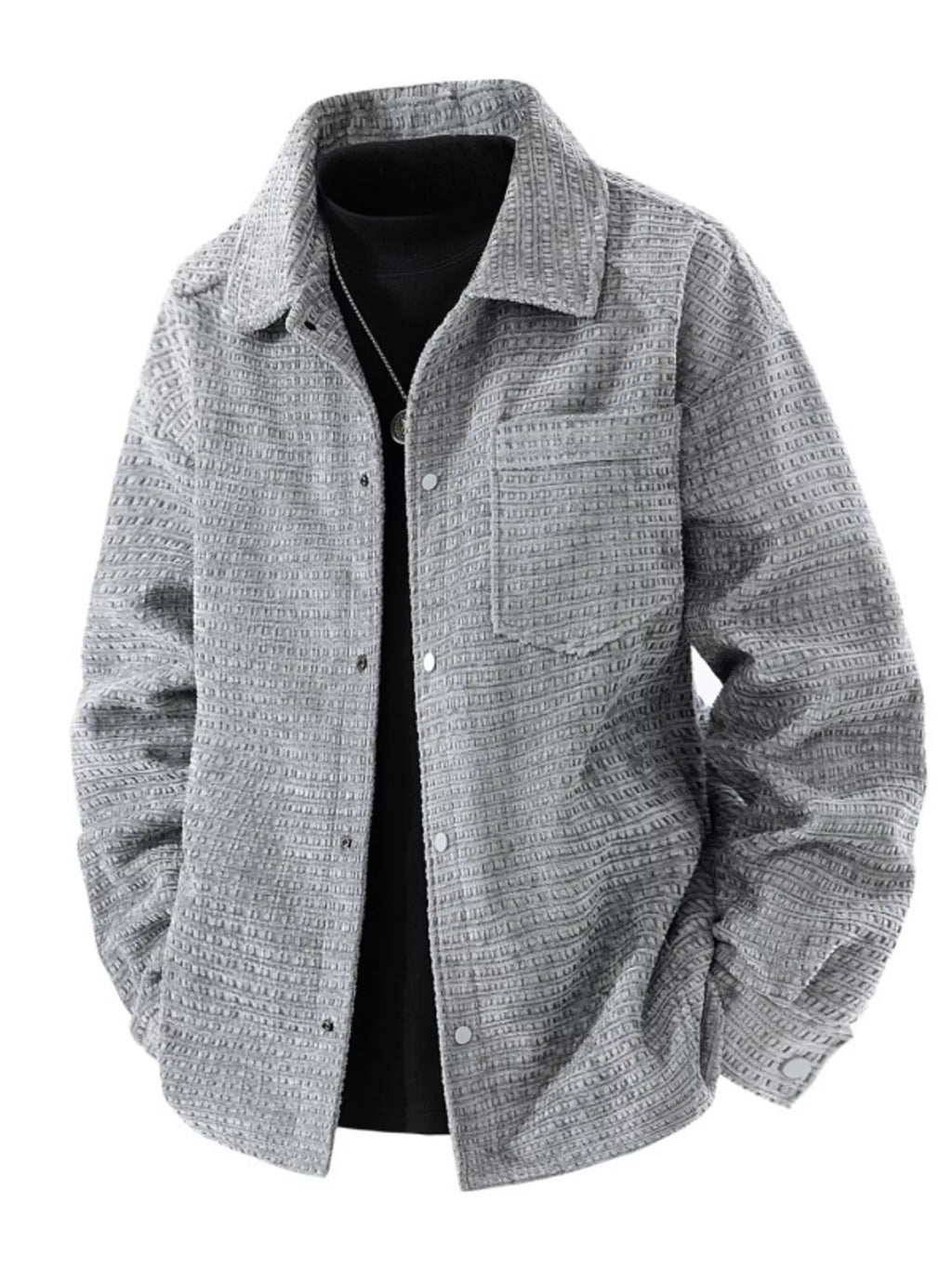 Men's Plus Size Textured Snap Down Shacket from Armoire Gemzis