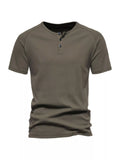 Men's Plus Size Button Detail Casual Henley T-Shirt from Armoire Gemzis