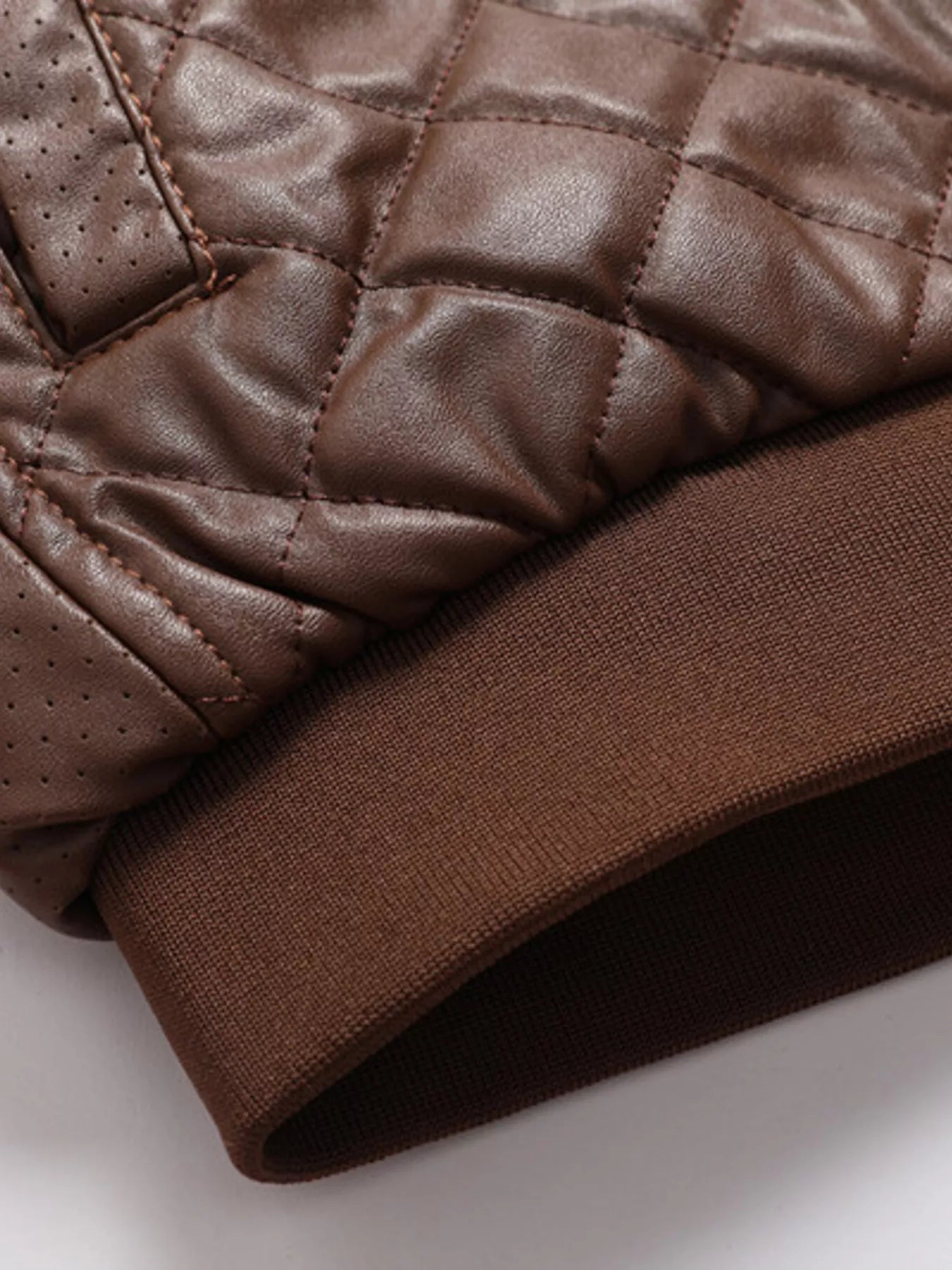 Men's Plus Size Quilted Faux Leather Bomber Jacket from Armoire Gemzis