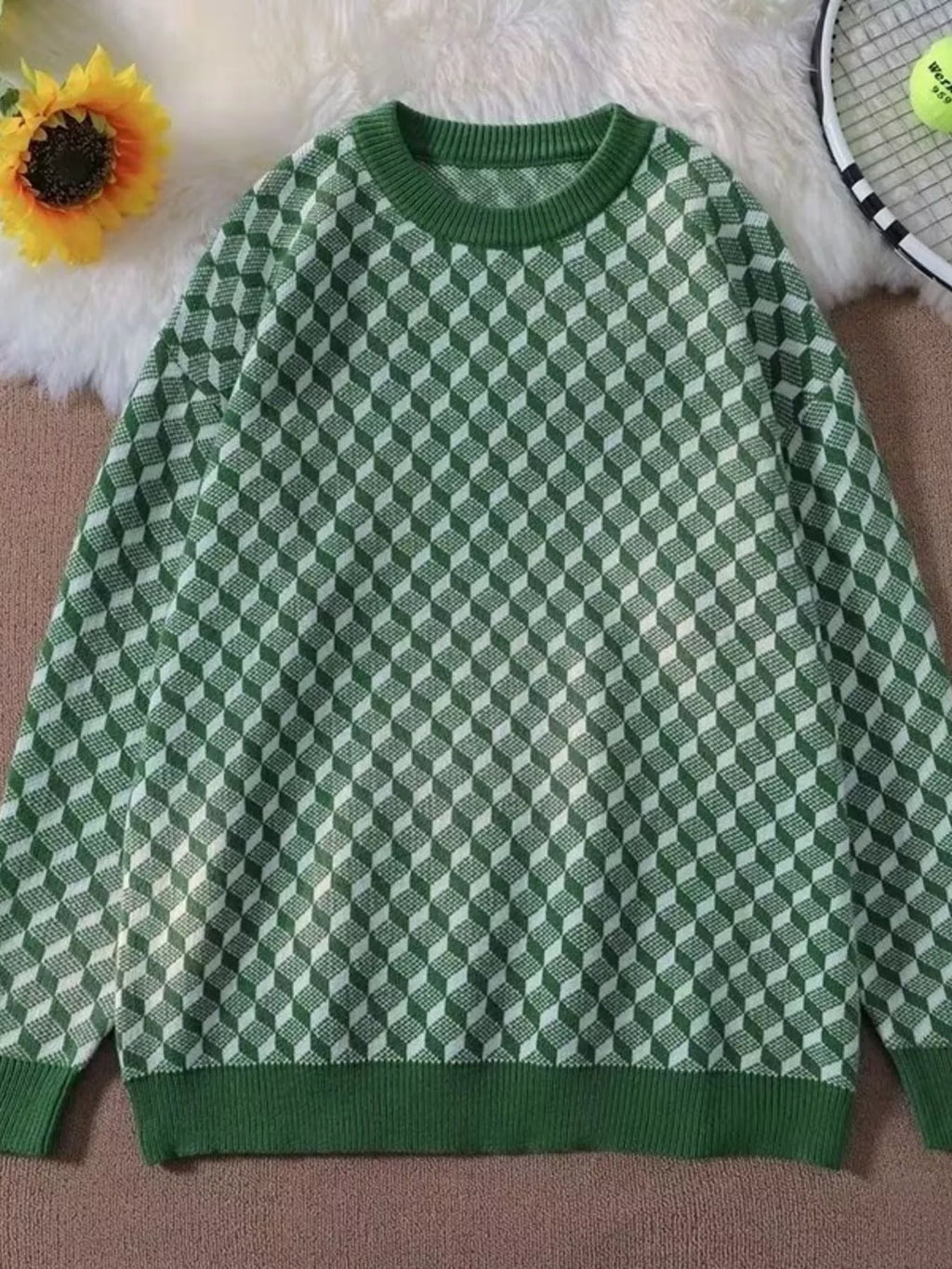 Men's Full Size Round Neck Long Sleeve Sweater Plus Size from Armoire Gemzis