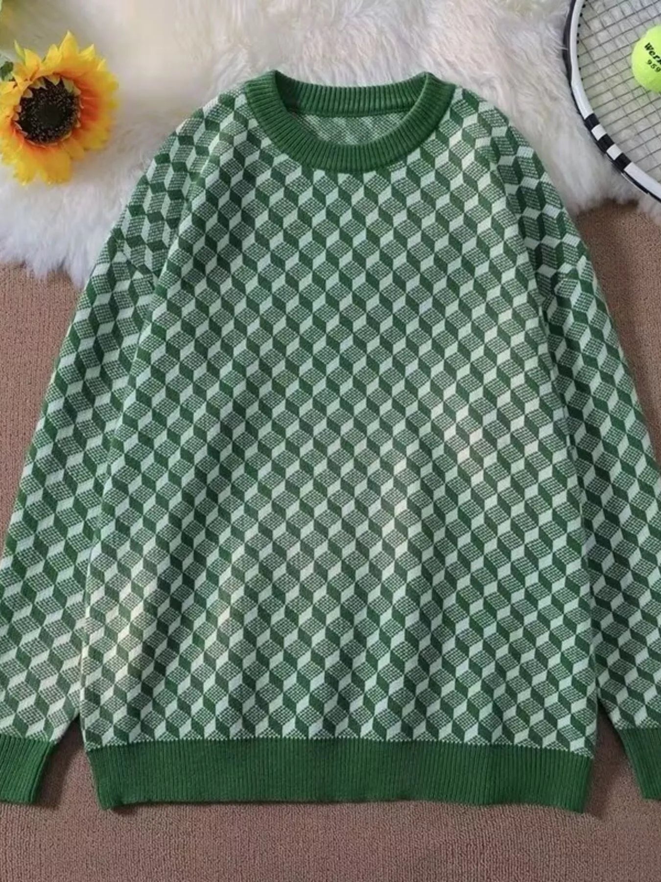 Men's Full Size Round Neck Long Sleeve Sweater Plus Size from Armoire Gemzis
