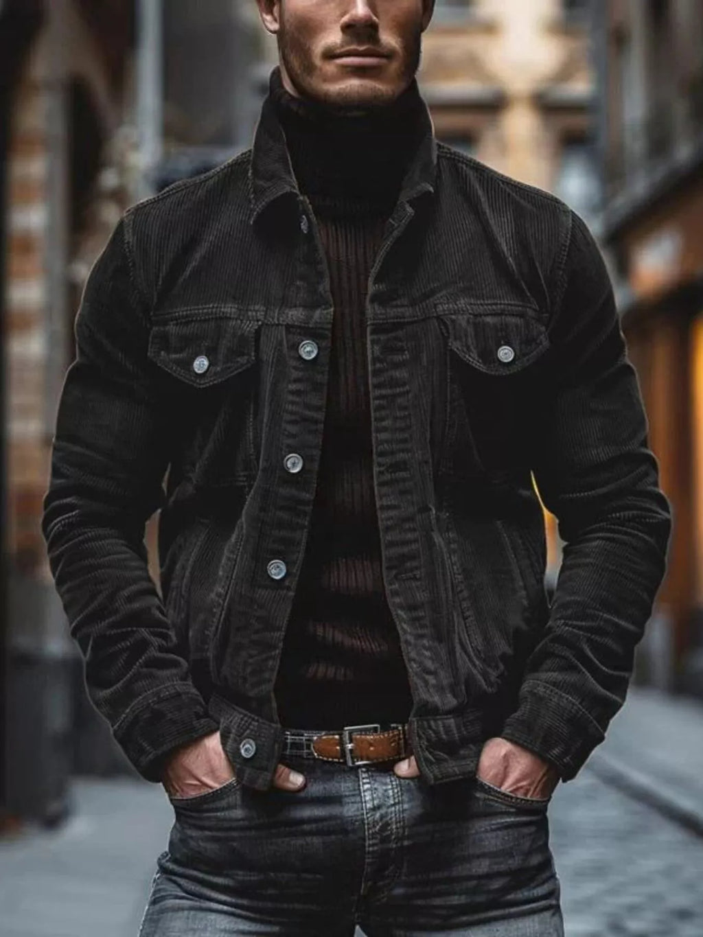 Men's Full Size Corduroy Button-Down Jacket Plus Size from Armoire Gemzis