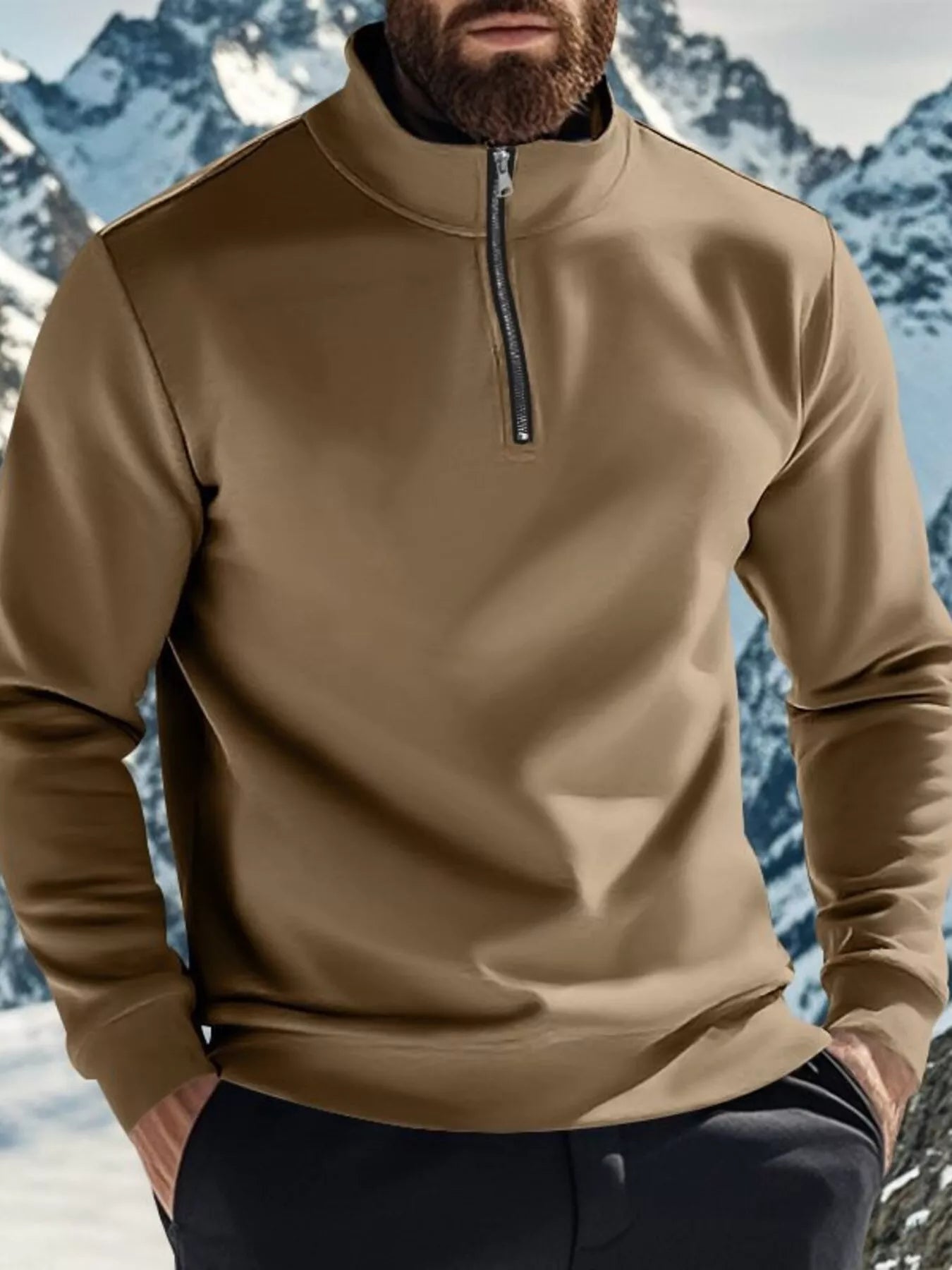 Men's Full Size Solid Color Quarter Zip Sweatshirt Plus Size from Armoire Gemzis