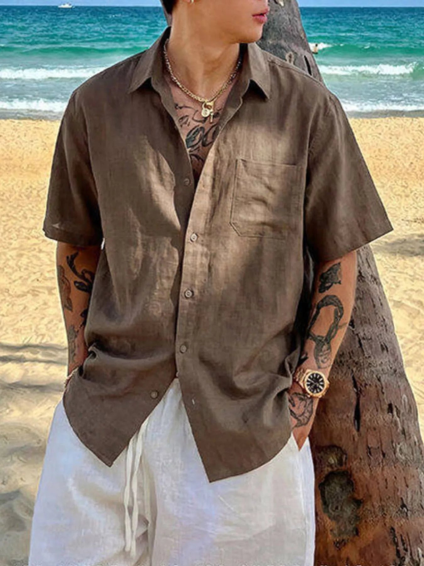 Men's Plus Size Casual Short-Sleeve Shirt from Armoire Gemzis