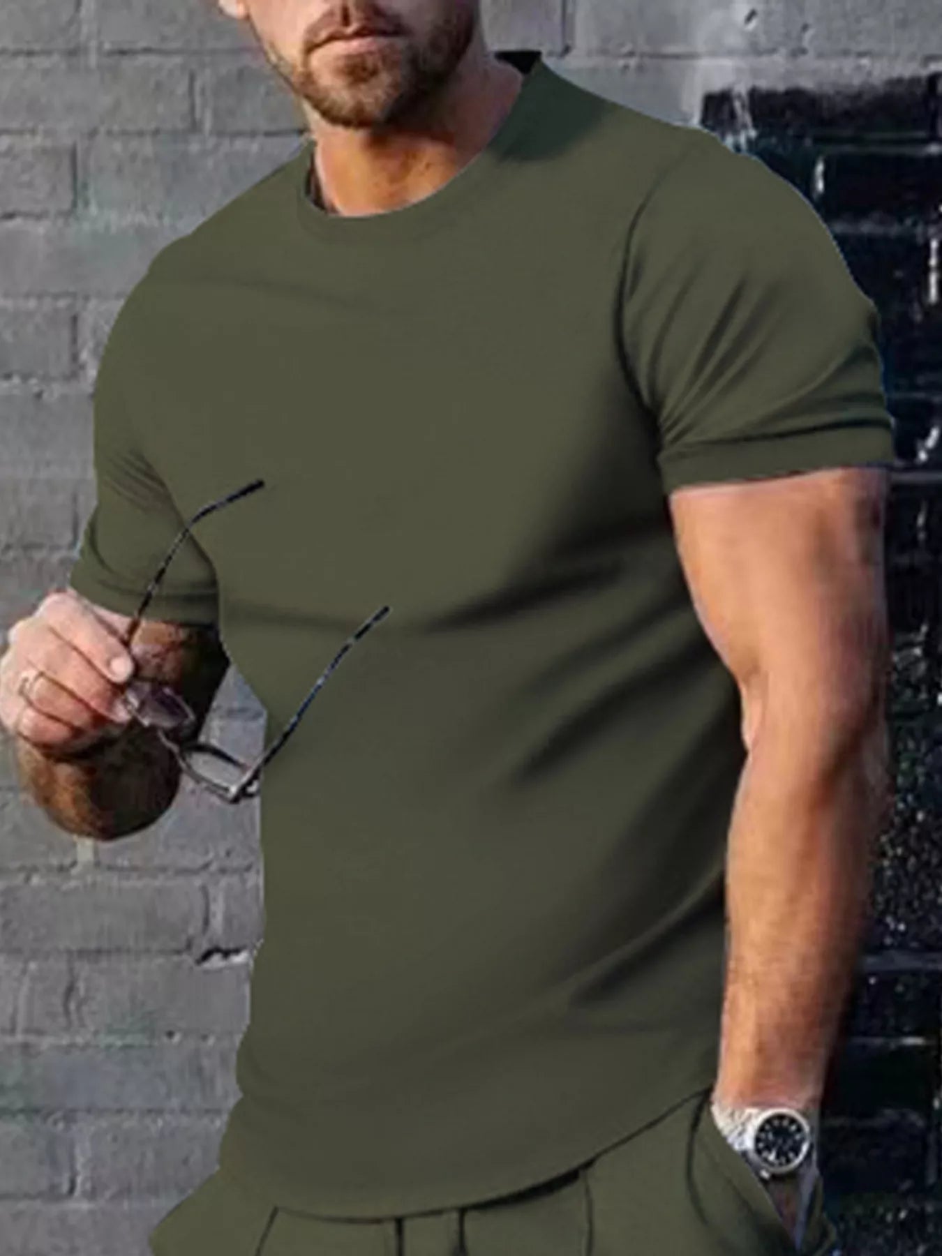 Men's Plus Size Solid Color Casual T-Shirt from Armoire Gemzis