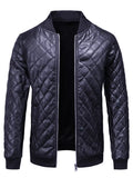 Men's Plus Size Quilted Faux Leather Bomber Jacket from Armoire Gemzis