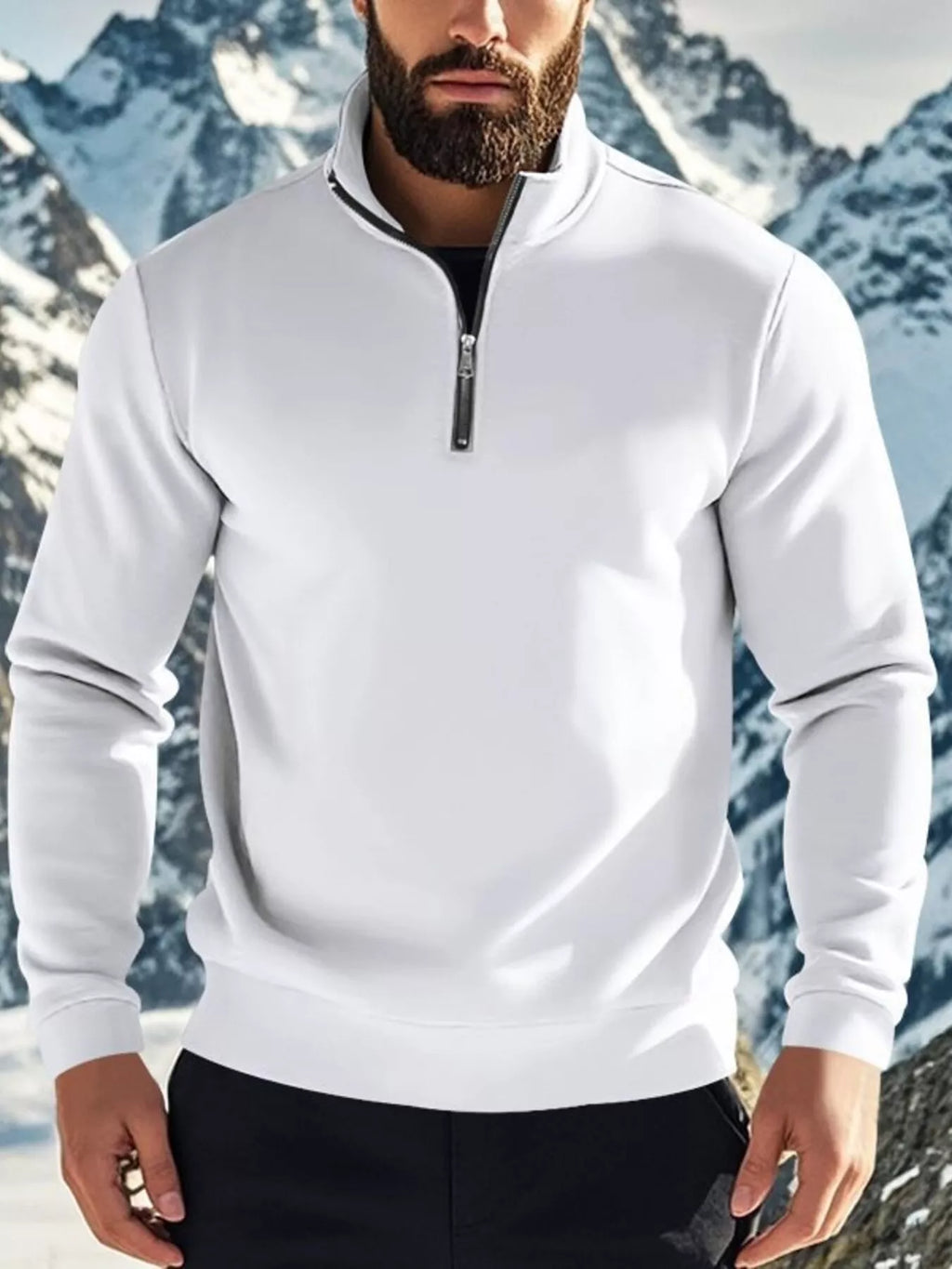 Men's Full Size Solid Color Quarter Zip Sweatshirt Plus Size from Armoire Gemzis