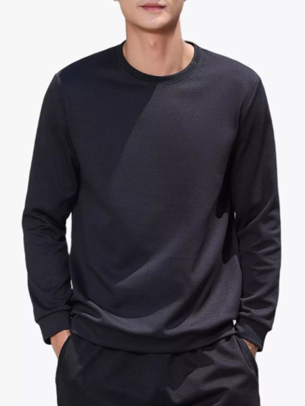 Men's Full Size Casual Solid Color Long Sleeve Sweatshirt Plus Size from Armoire Gemzis