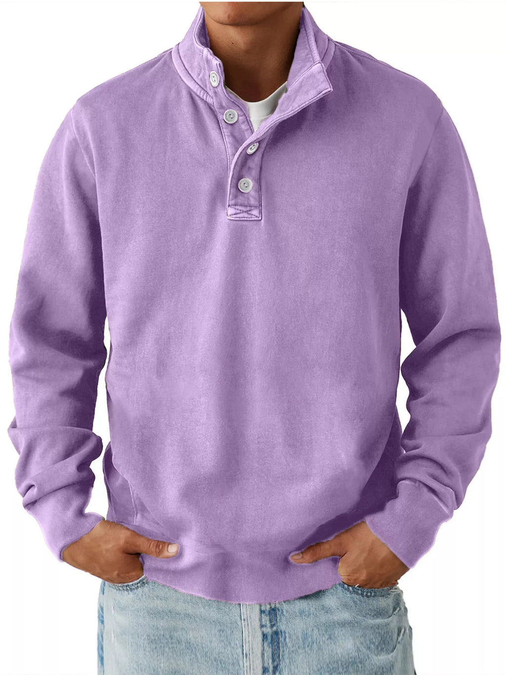 Men's Button Detail Long Sleeve Sweatshirt from Armoire Gemzis