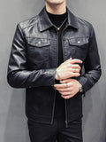 Men's Plus Size Classic Fit Faux Leather Jacket from Armoire Gemzis