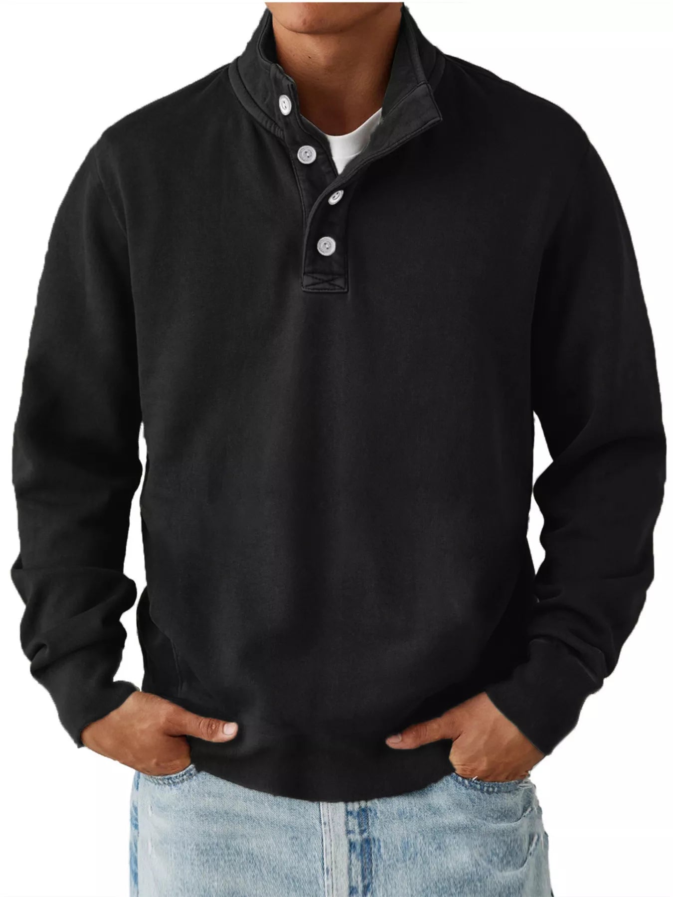 Men's Button Detail Long Sleeve Sweatshirt from Armoire Gemzis