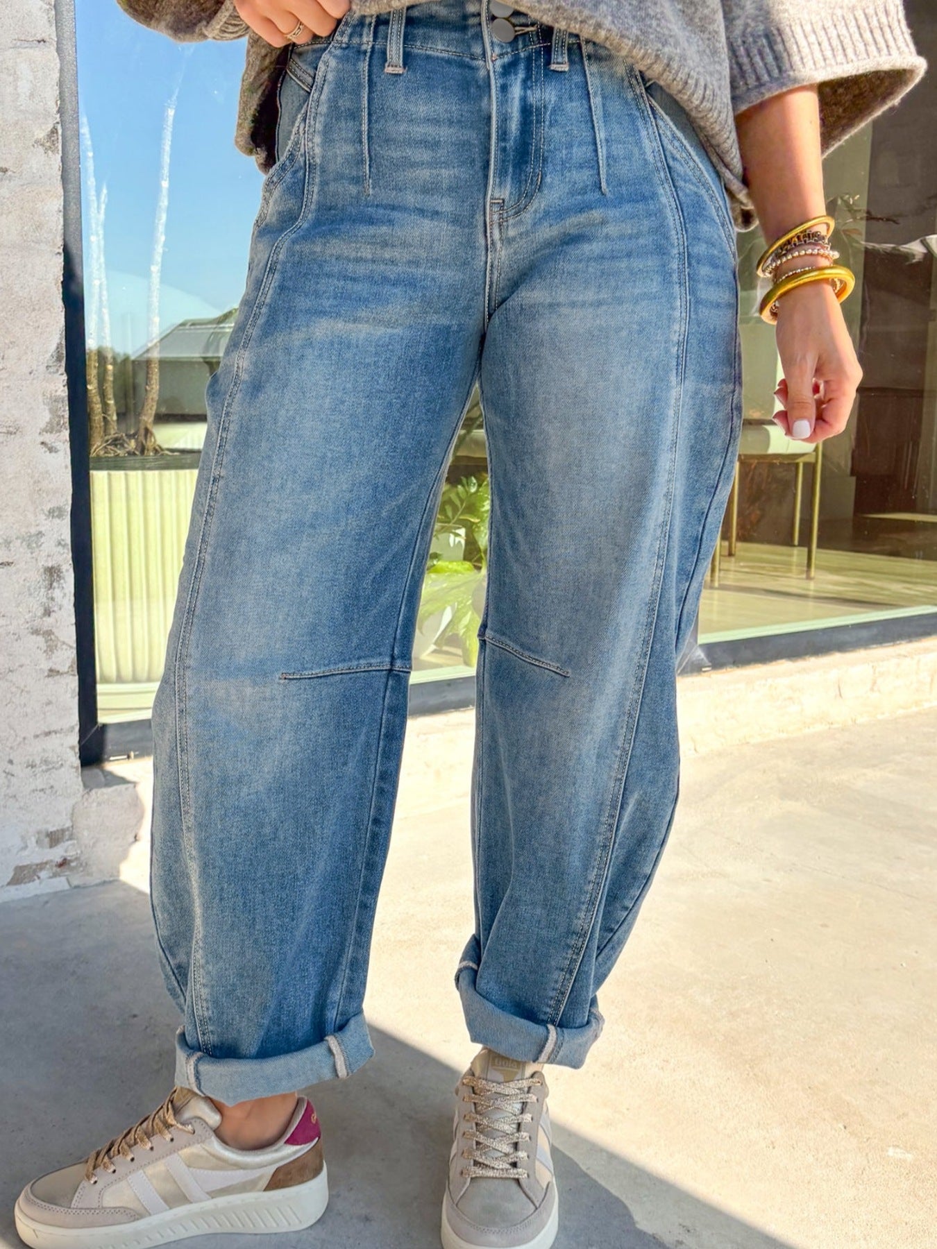 Washed Cuffed Barrel Jeans from Armoire Gemzis