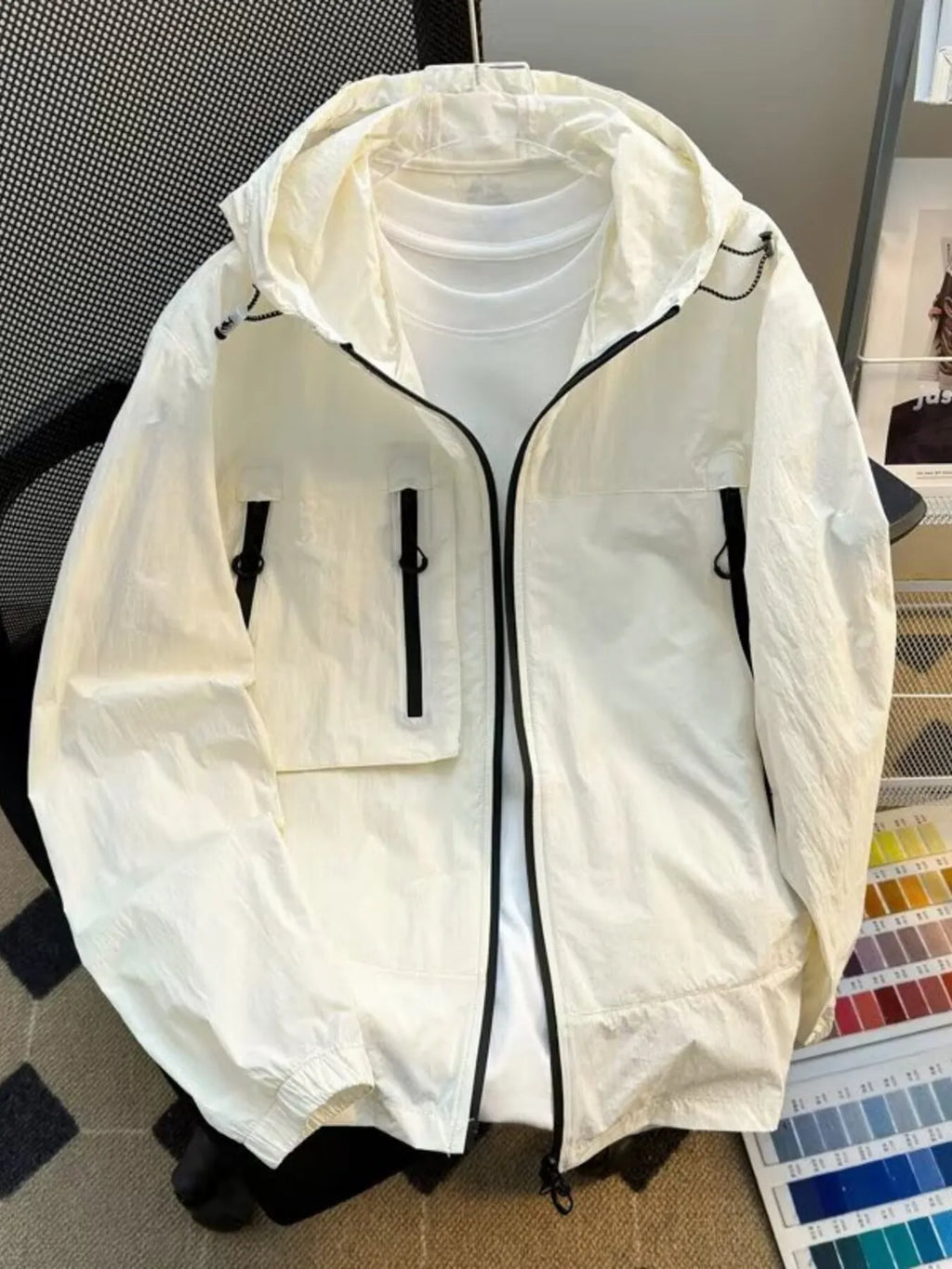 Men's Plus Size Lightweight Hooded Windbreaker Jacket from Armoire Gemzis