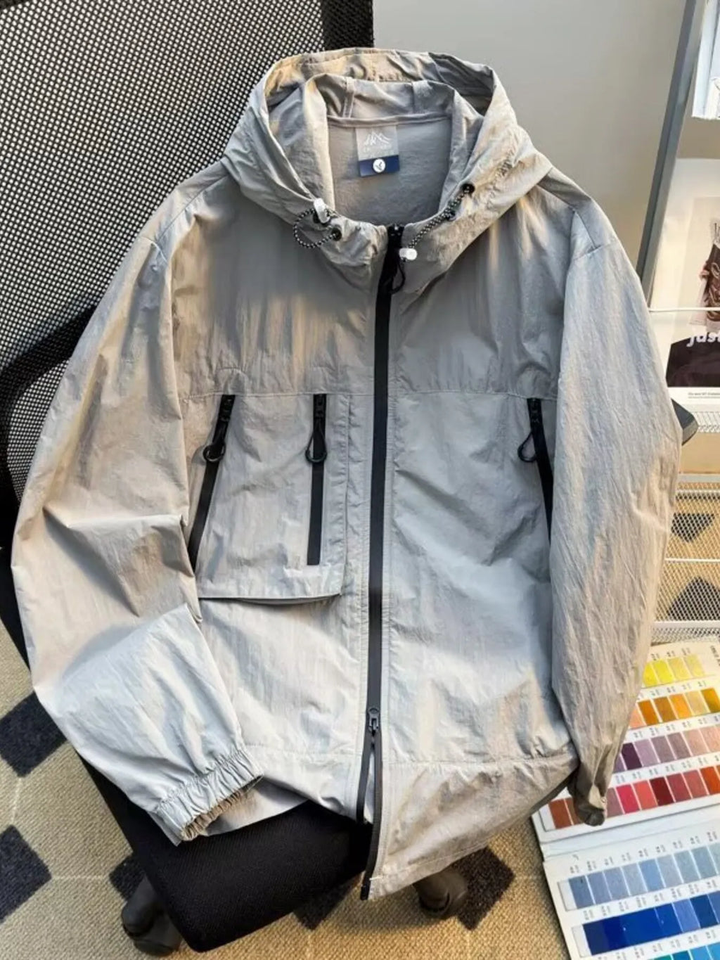 Men's Plus Size Lightweight Hooded Windbreaker Jacket from Armoire Gemzis