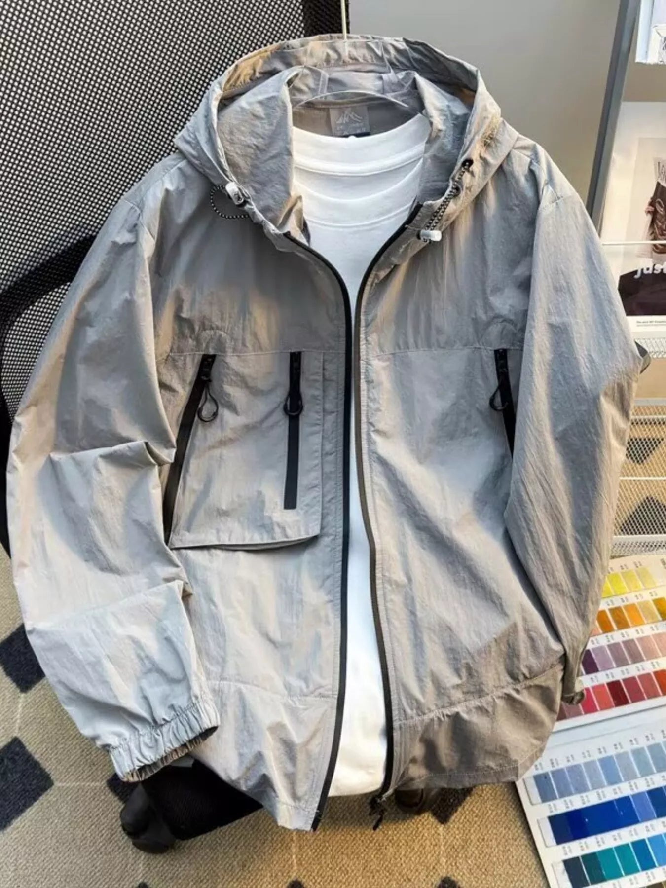 Men's Plus Size Lightweight Hooded Windbreaker Jacket from Armoire Gemzis