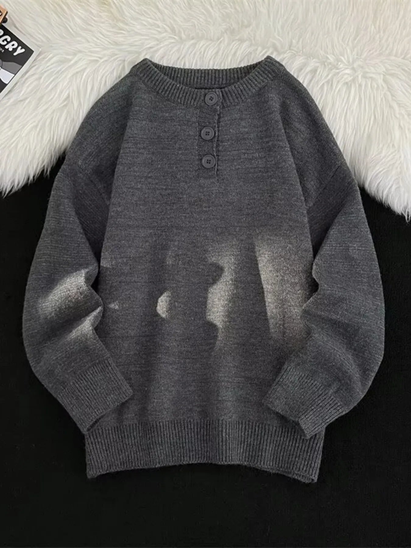 Men's Button Detail Long Sleeve Sweater from Armoire Gemzis