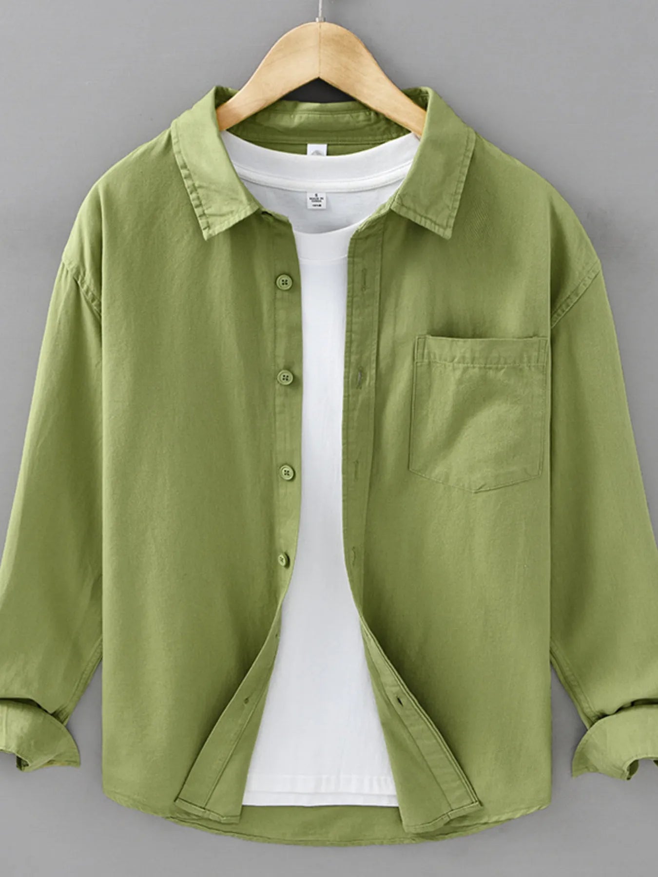 Men's Plus Size Casual Solid Color Long Sleeve Shirt from Armoire Gemzis