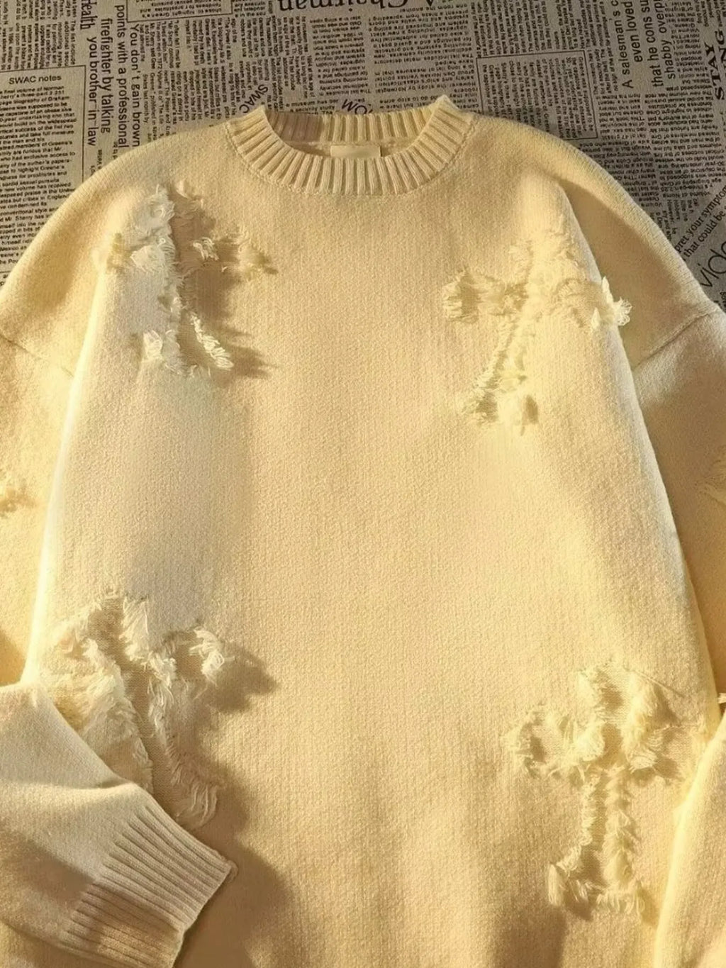 Men's Plus Size Distressed Knit Pullover Sweater from Armoire Gemzis