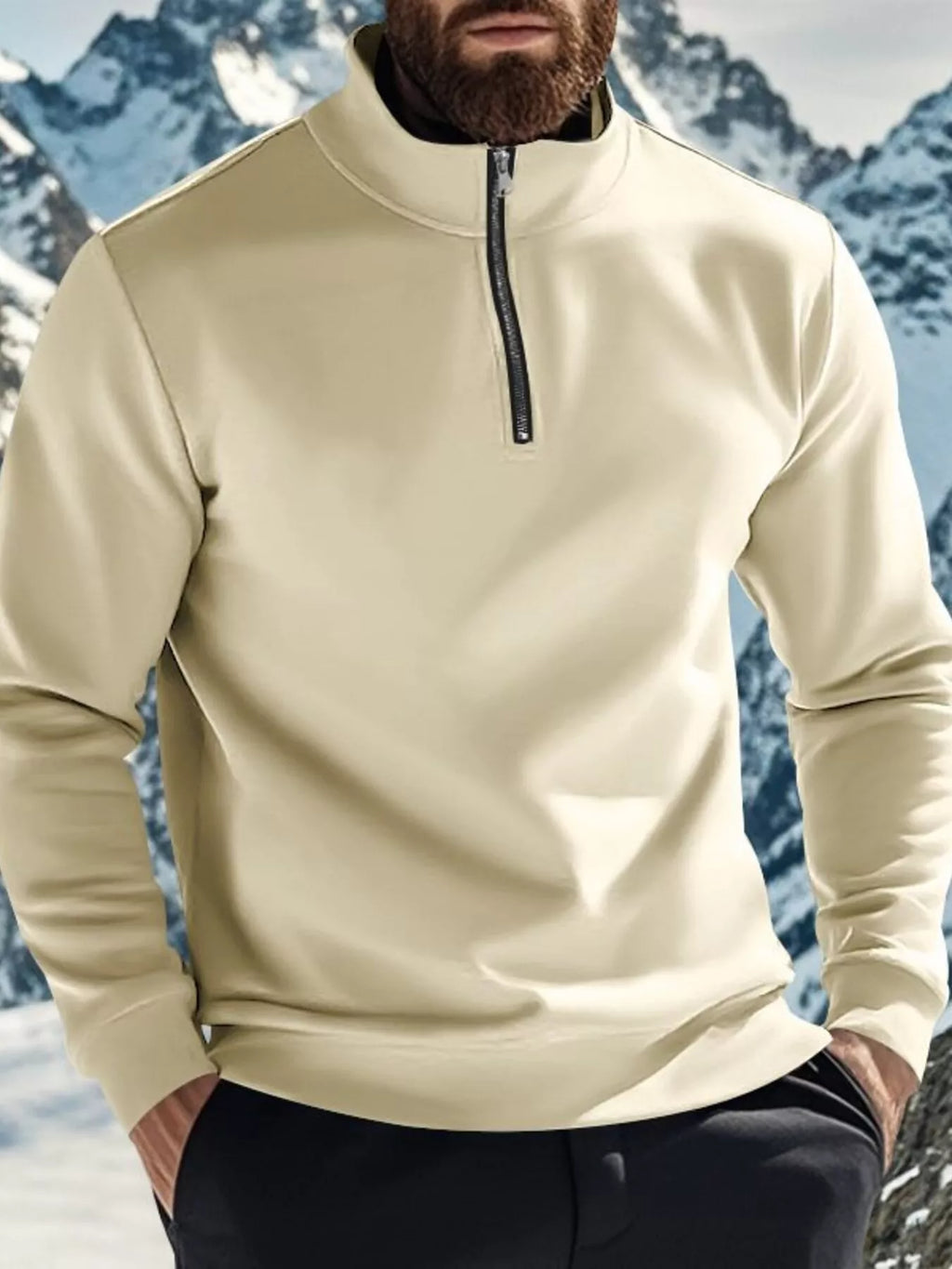 Men's Full Size Solid Color Quarter Zip Sweatshirt Plus Size from Armoire Gemzis