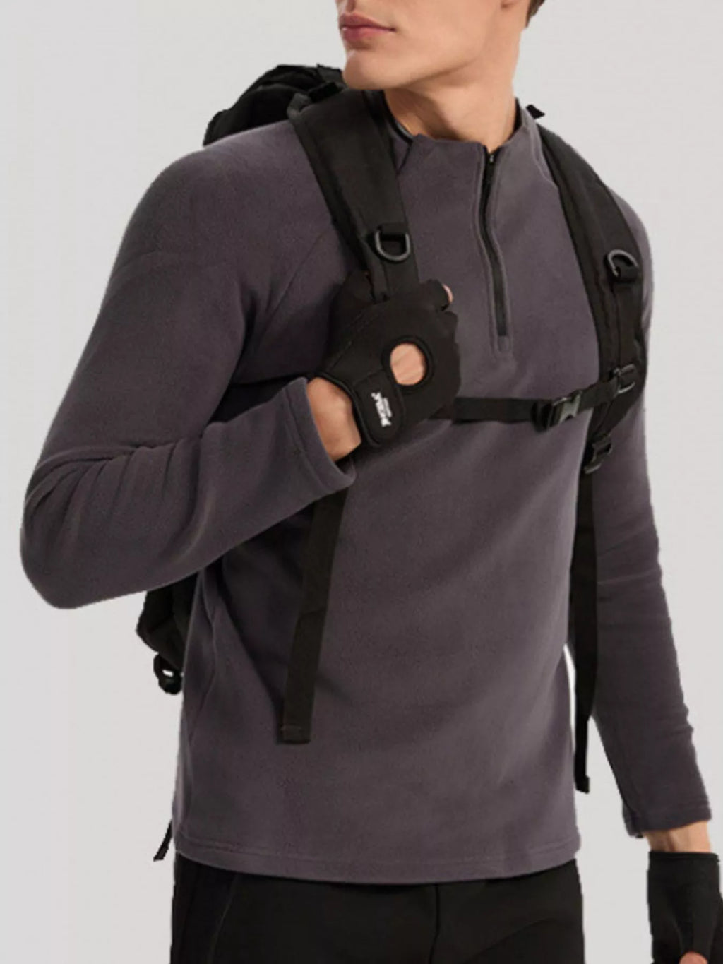 Men's Plus Size Quarter Zip Long Sleeve Top from Armoire Gemzis