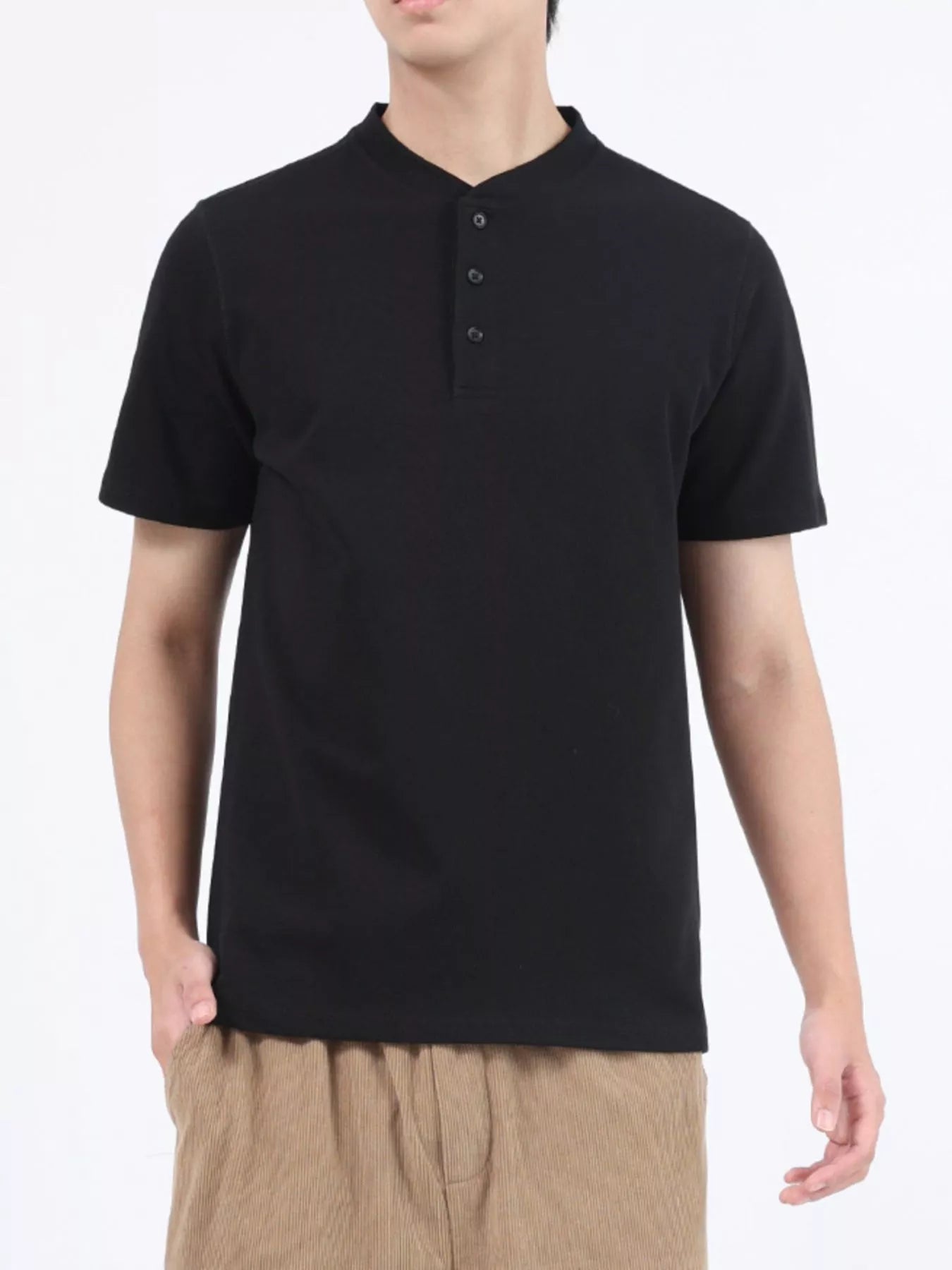Men's Plus Size Casual Button Detail Short Sleeve T-Shirt from Armoire Gemzis