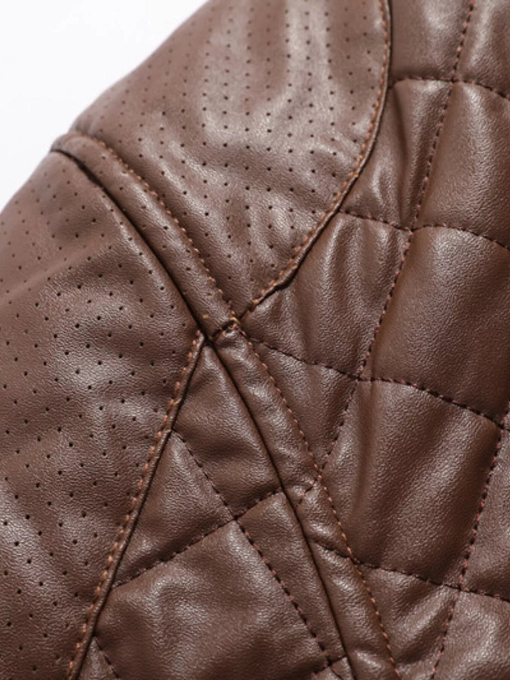 Men's Plus Size Quilted Faux Leather Bomber Jacket from Armoire Gemzis