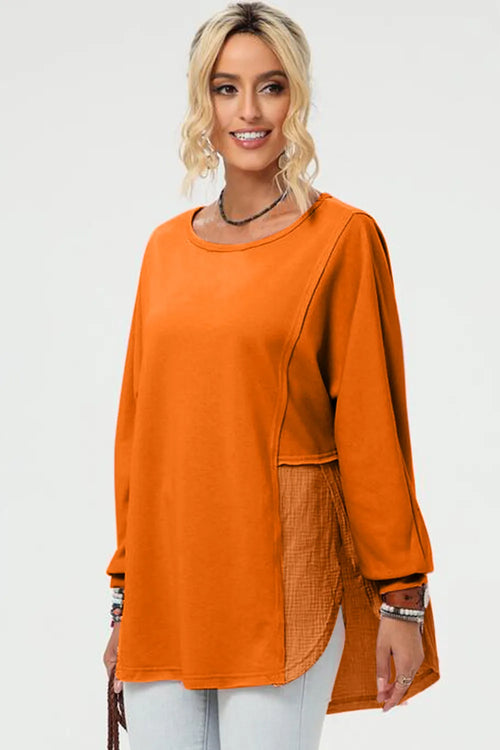 Double Take Full Size Long Sleeve High-Low T-Shirt from Armoire Gemzis